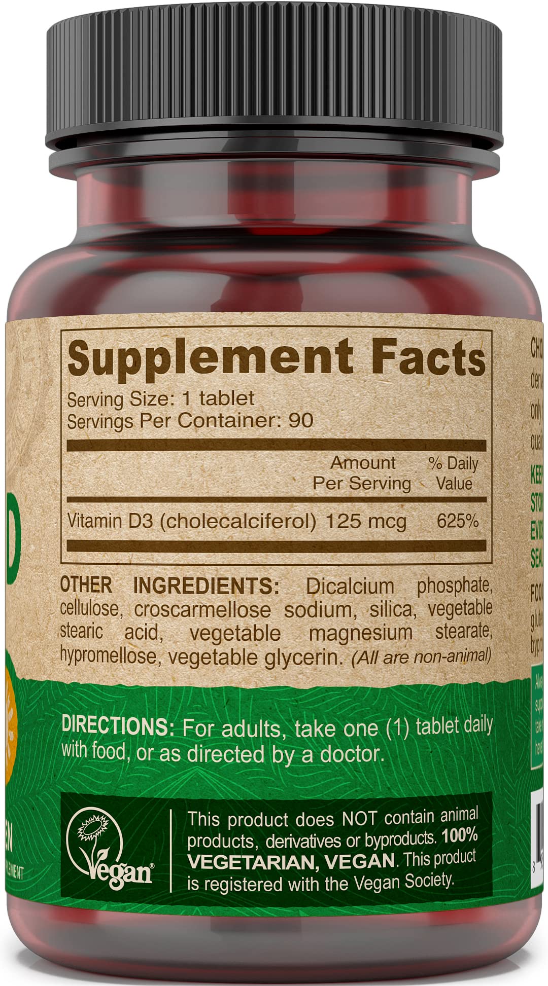 DEVA Vegan Vitamin D3 5000 IU bottle on wooden surface