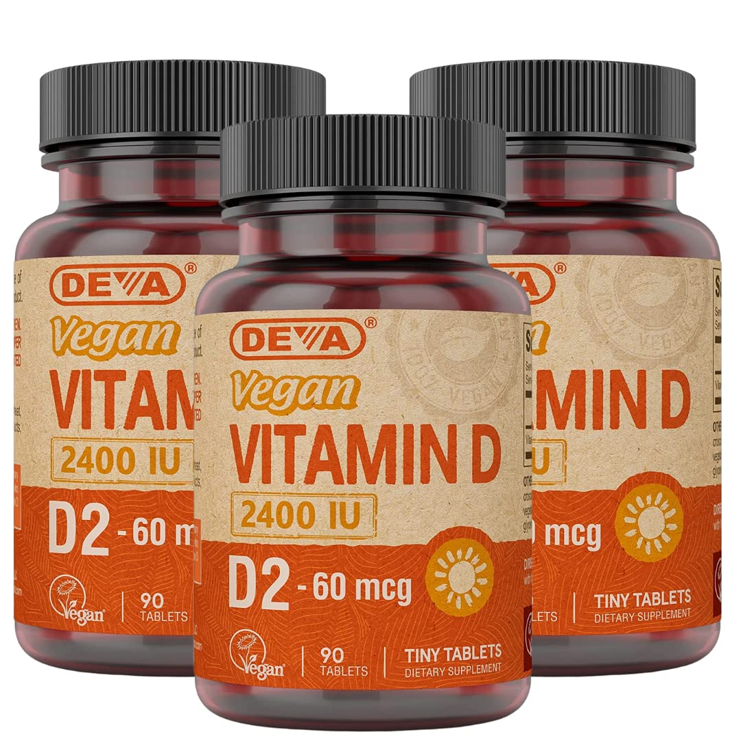 DEVA Vitamin D 2400 IU Vegan Supplement front view with label