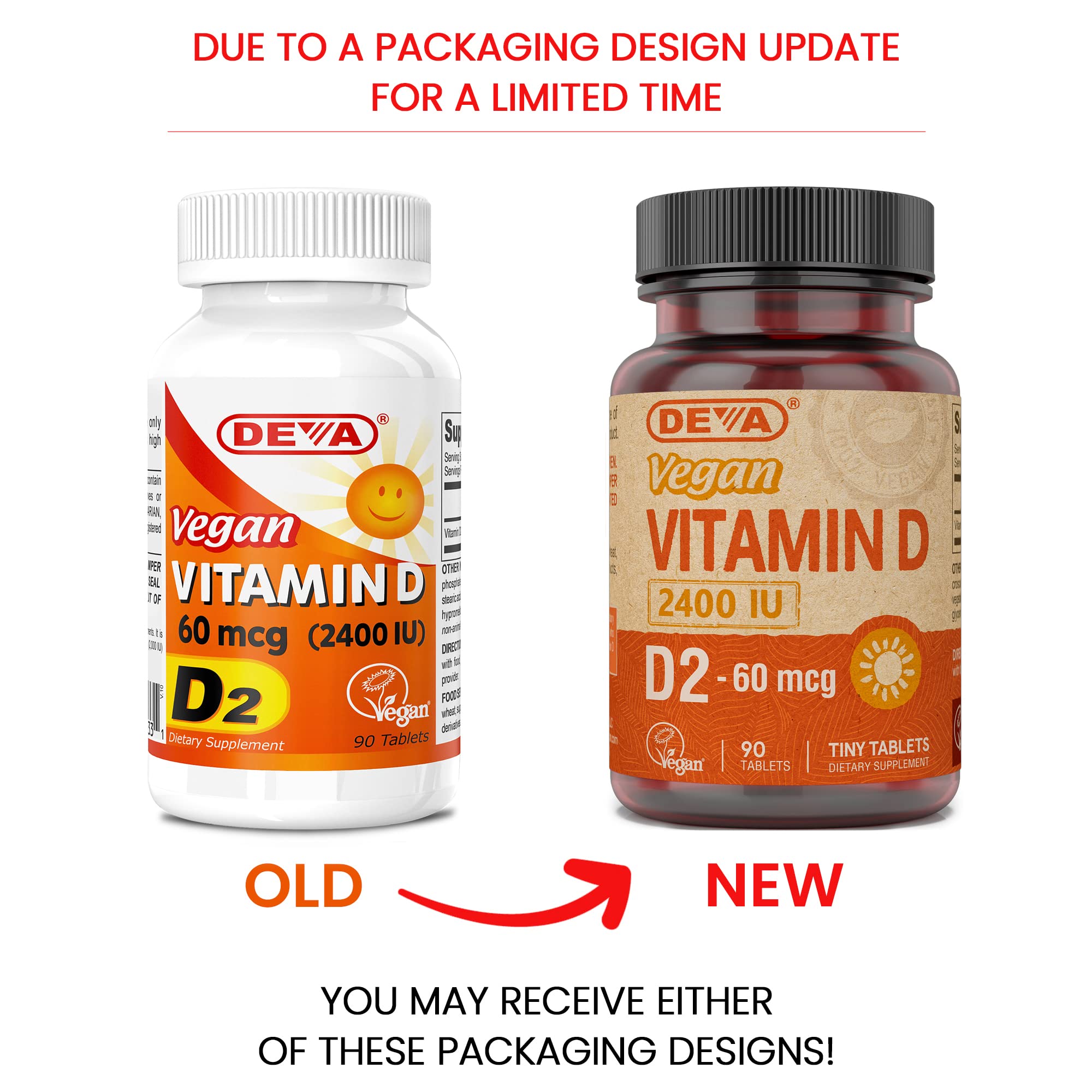 DEVA Vitamin D2 tablets packaging side view