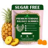 DEWANG Probiotic Gummies with fresh pineapples in the background