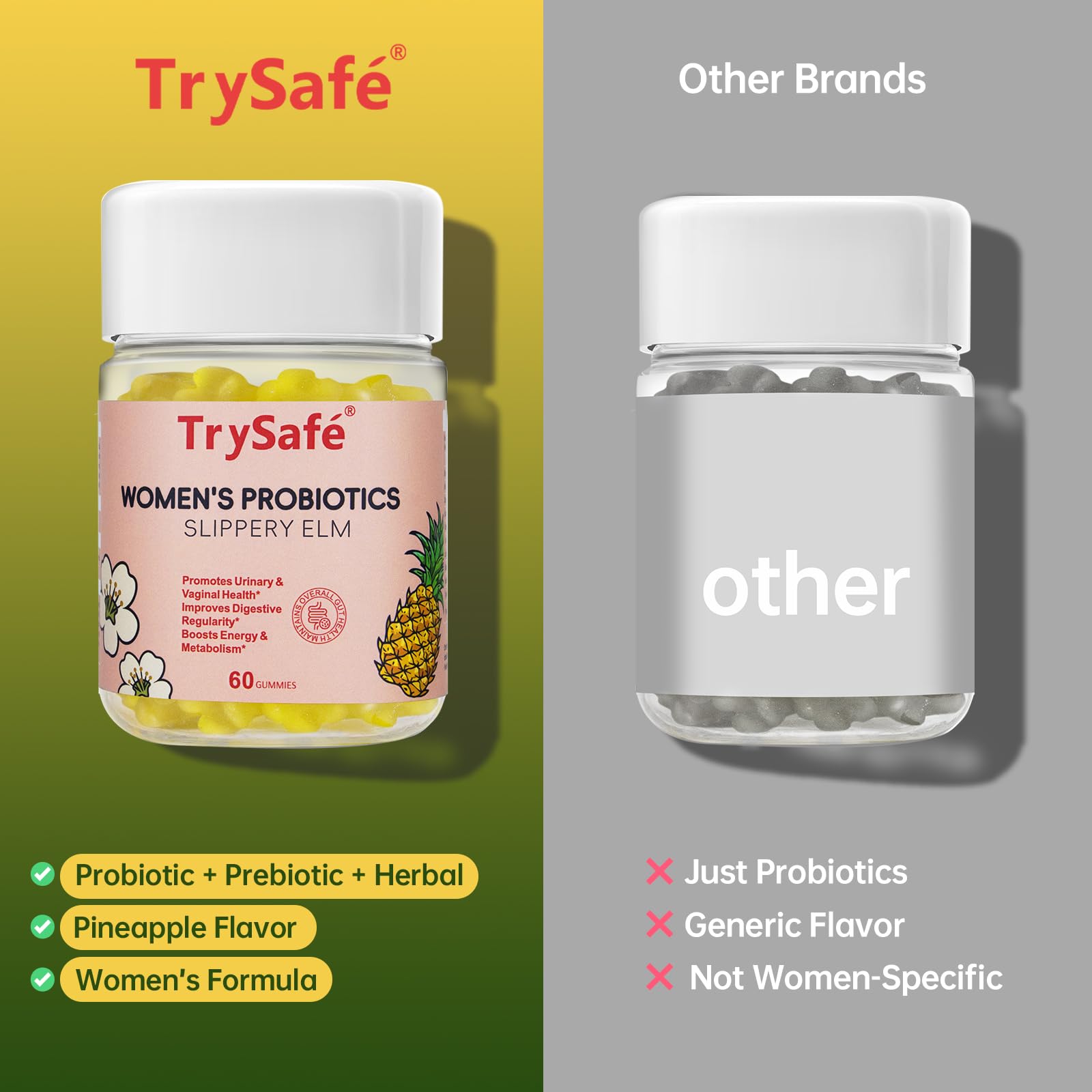 DFP Women's Probiotic Gummies with a measuring spoon