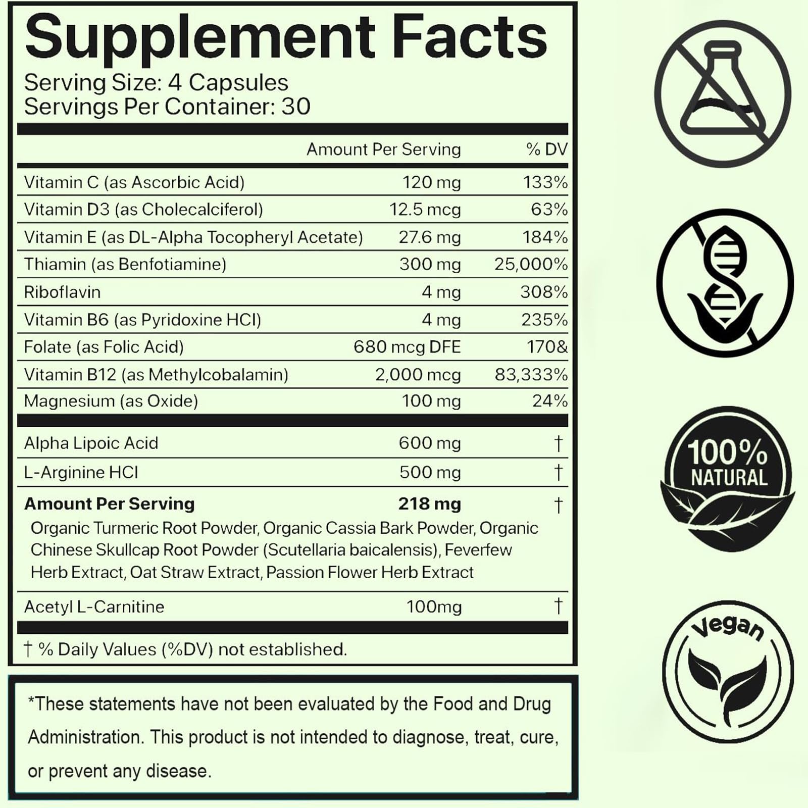 DFTLUUE Alpha Lipoic Acid Supplement bottle side view