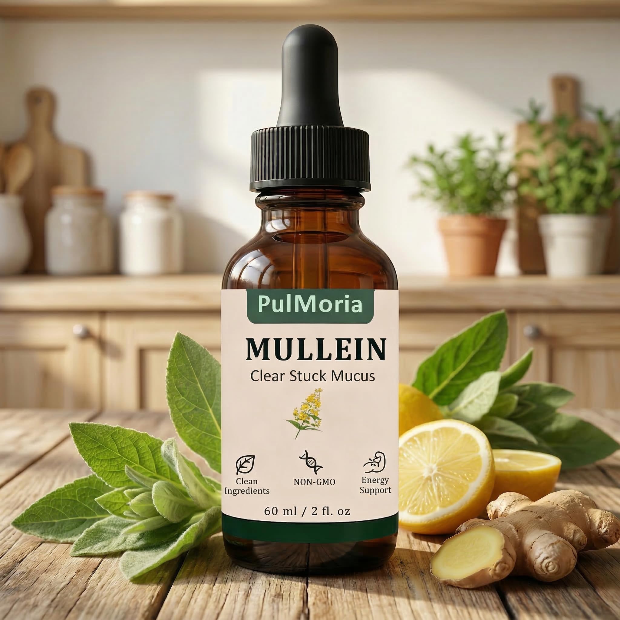 DFTLUUE Mullein Herbal Supplement 150g liquid drops dropper close-up