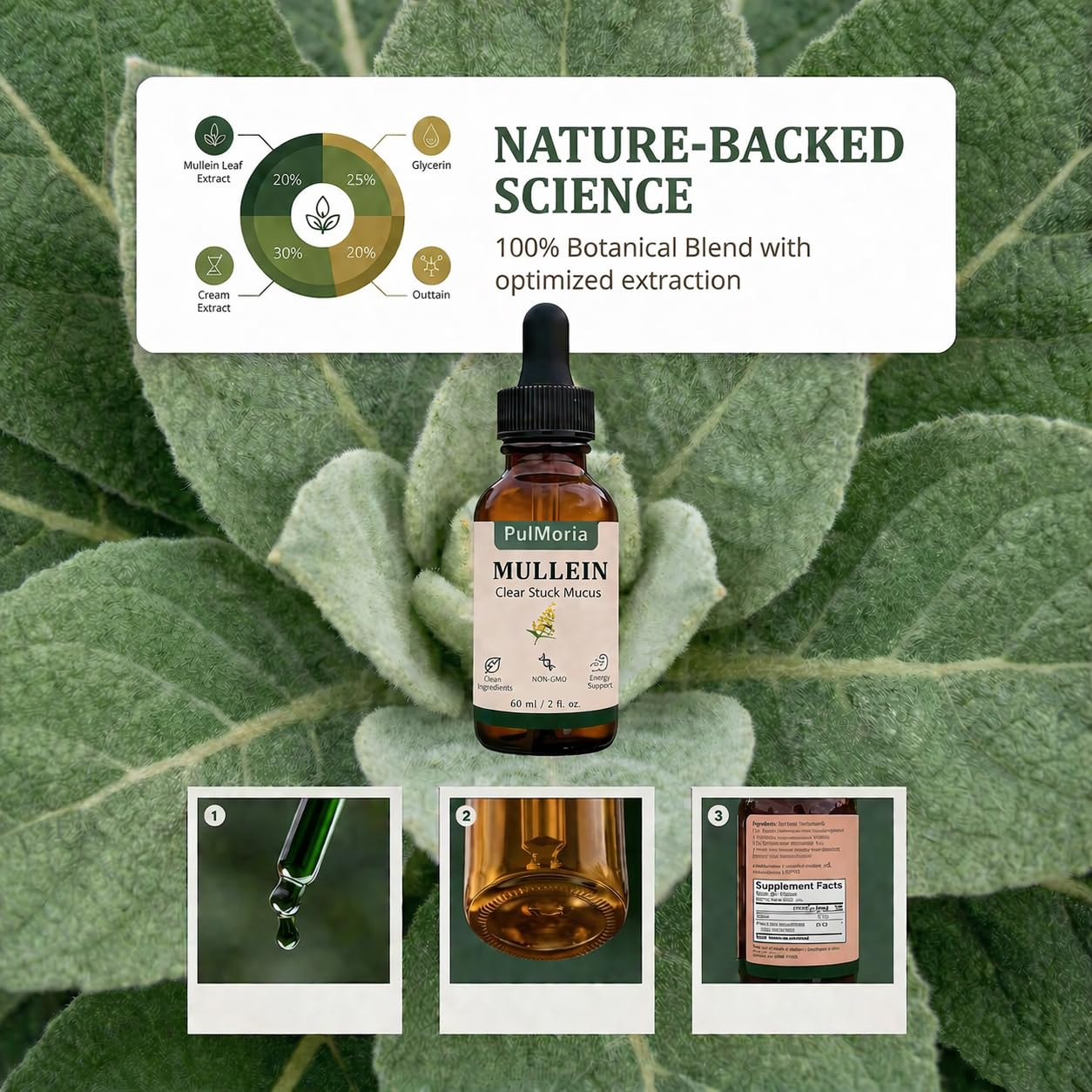 DFTLUUE Mullein Herbal Supplement 150g liquid drops packaging