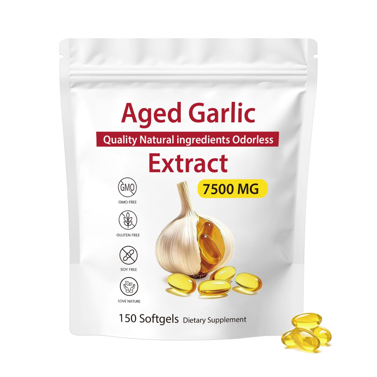 Dgtkayi Odourless Aged Garlic Extract Softgels front view