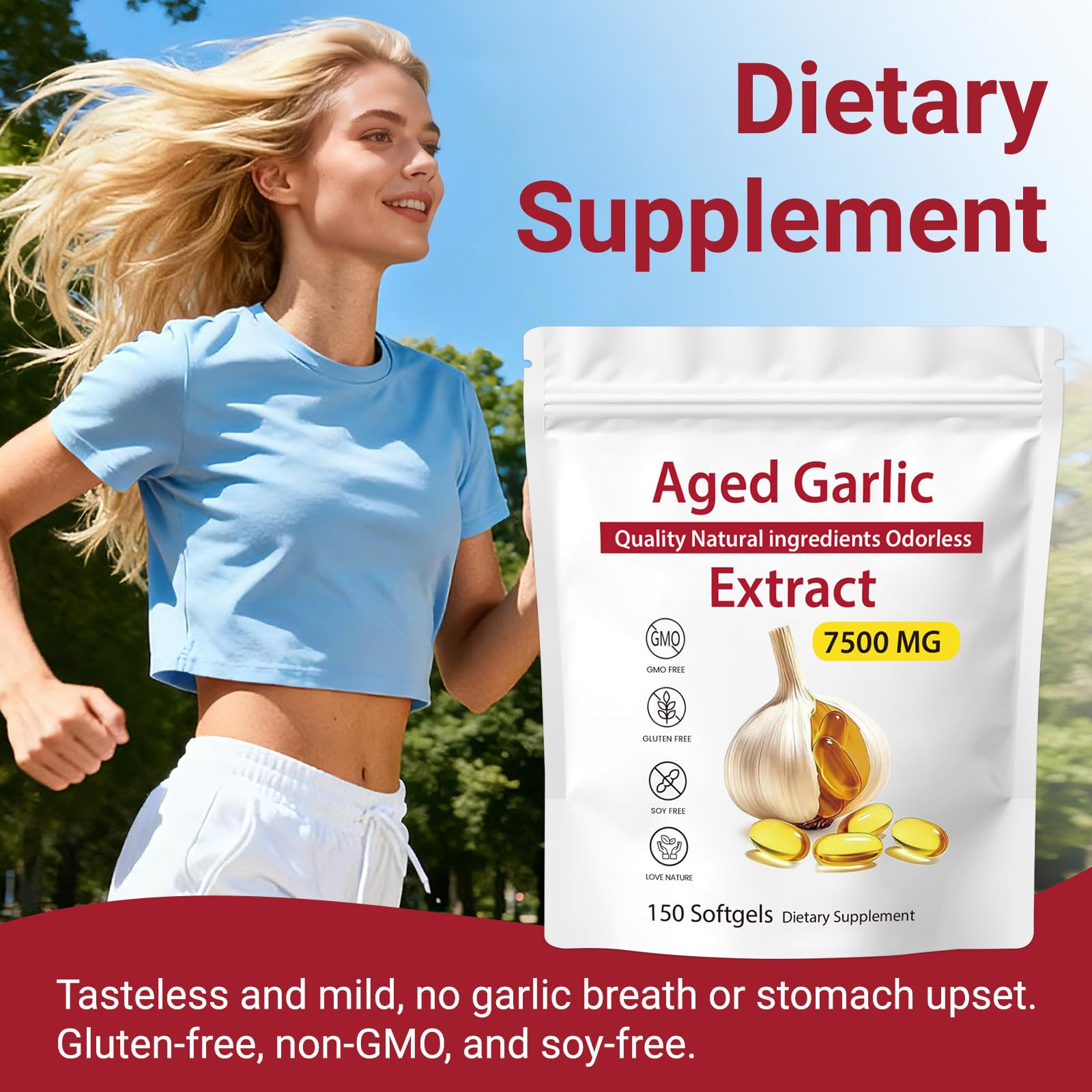 Dgtkayi Odourless Aged Garlic Extract Softgels with measuring spoon