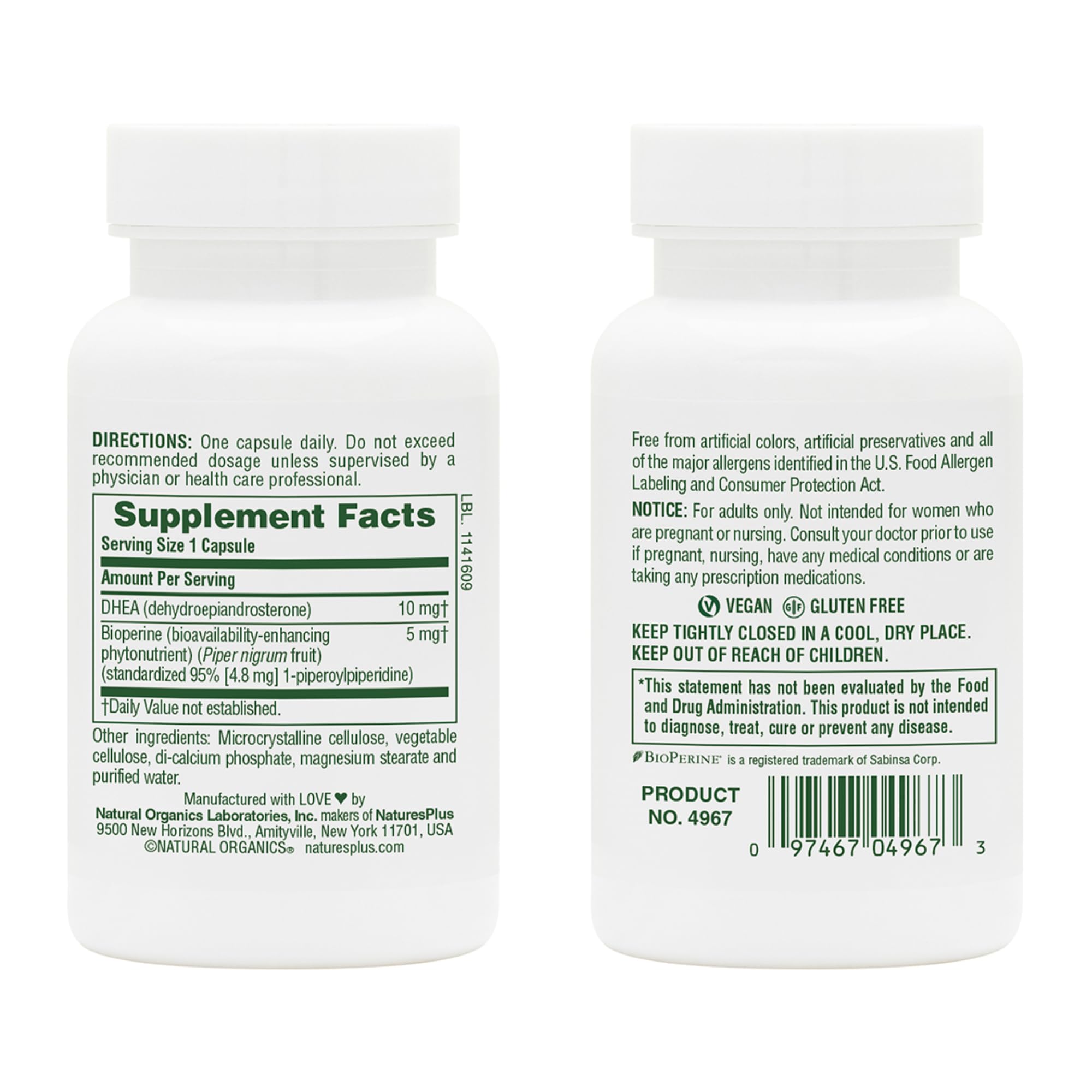 DHEA supplement 50g capsule bottle side view