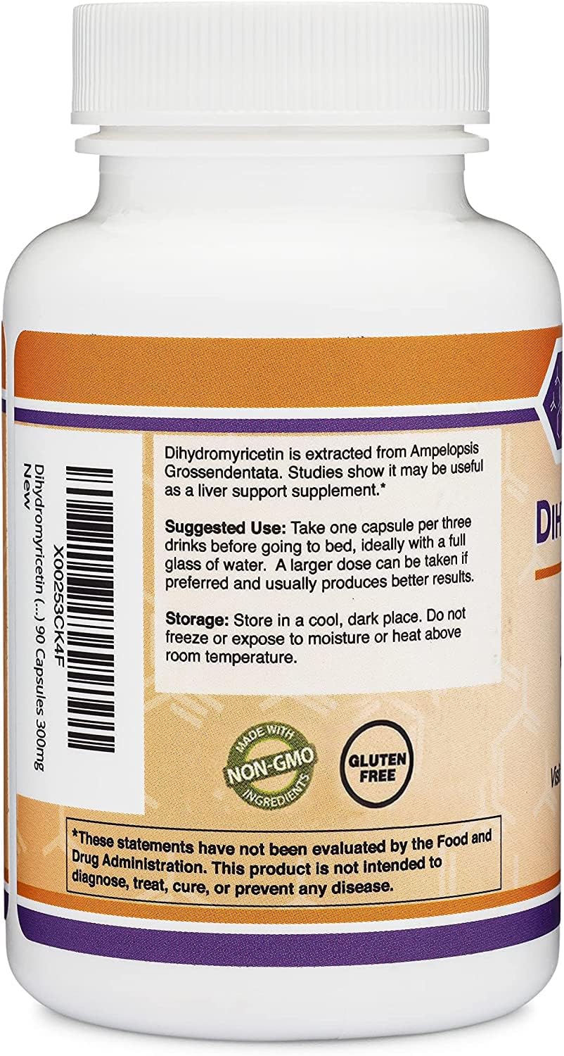 DHM Depot Dihydromyricetin 90 count bottle side view