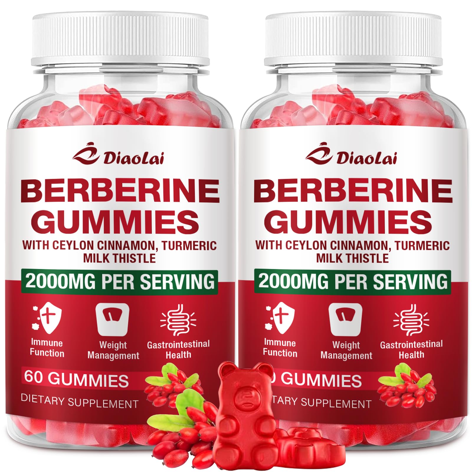 DIAOLAI Berberine Gummies front view with packaging