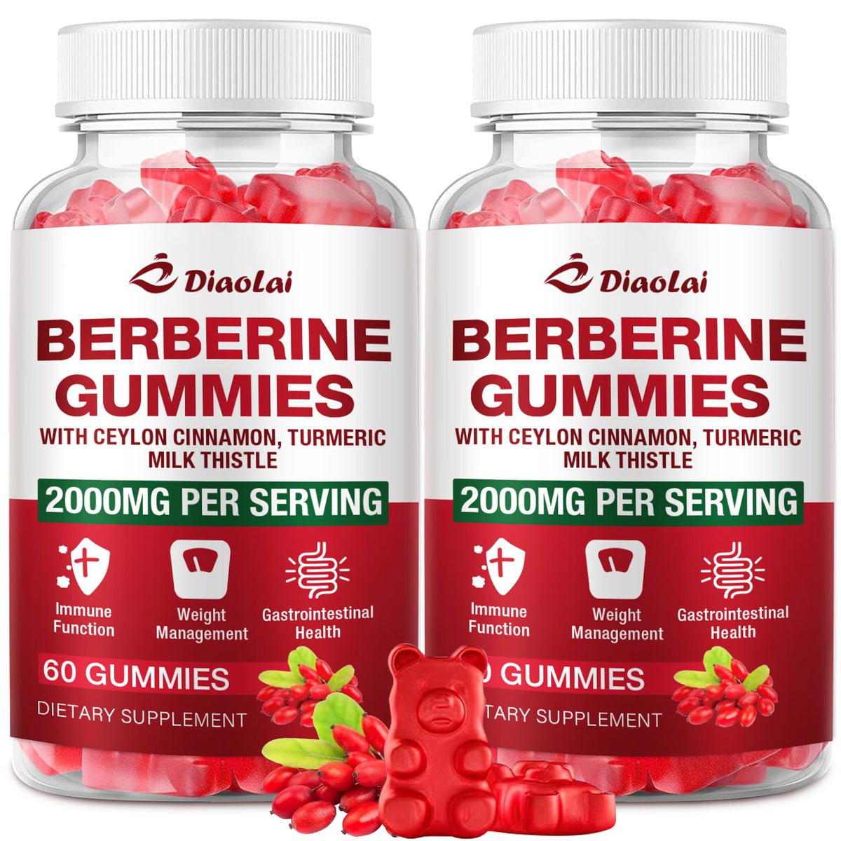 DIAOLAI Berberine Gummies front view with packaging