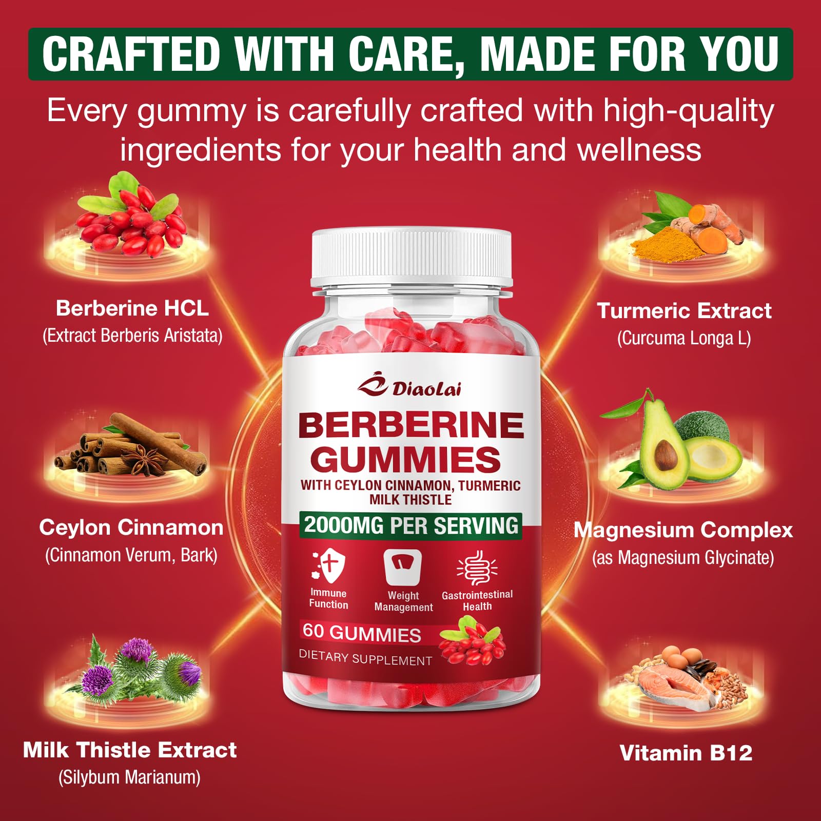 DIAOLAI Berberine Gummies in hand for easy consumption