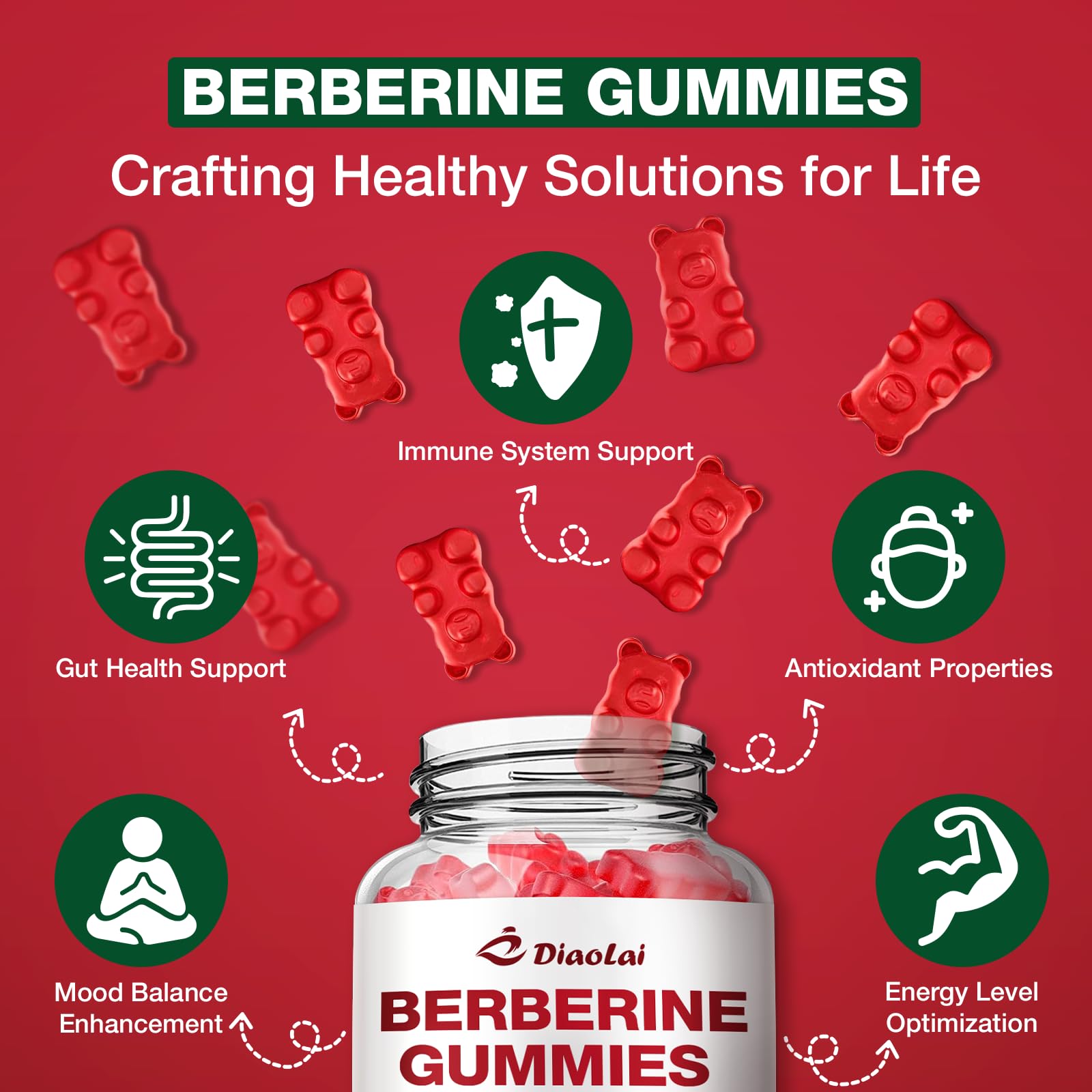 DIAOLAI Berberine Gummies side view with dosage information