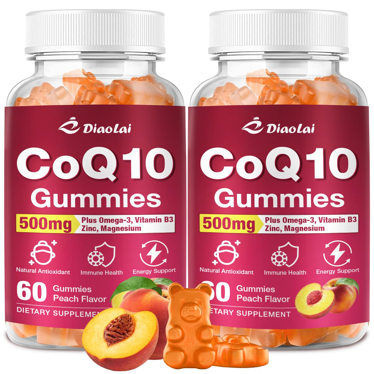 DIAOLAI CoQ10 Gummies 500mg orange flavour front view