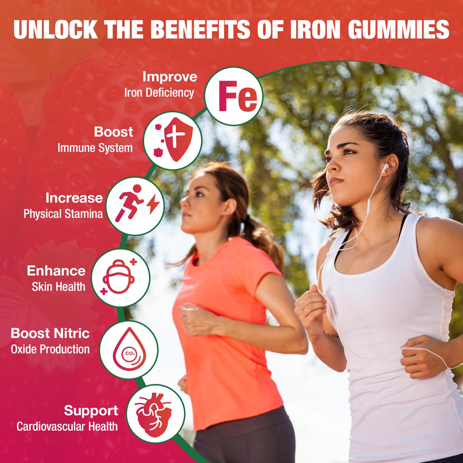 DIAOLAI Iron Gummies with Zinc and Calcium ingredients