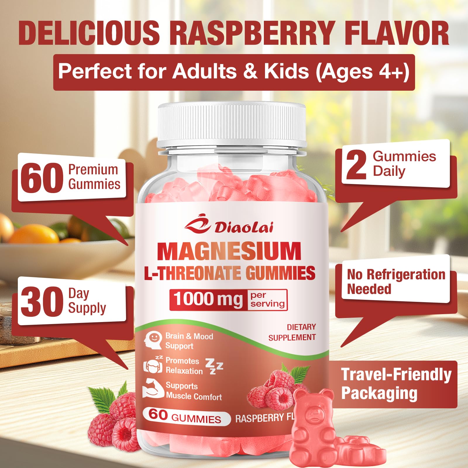 DIAOLAI Magnesium Gummies with plant-based pectin