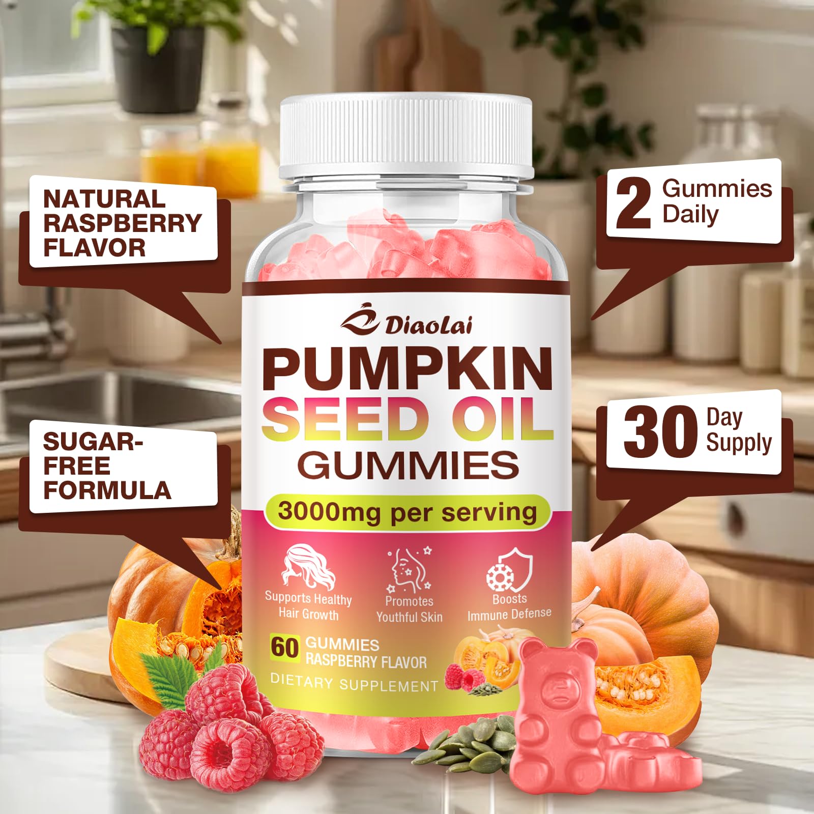 DIAOLAI Saw Palmetto Gummies with a measuring spoon