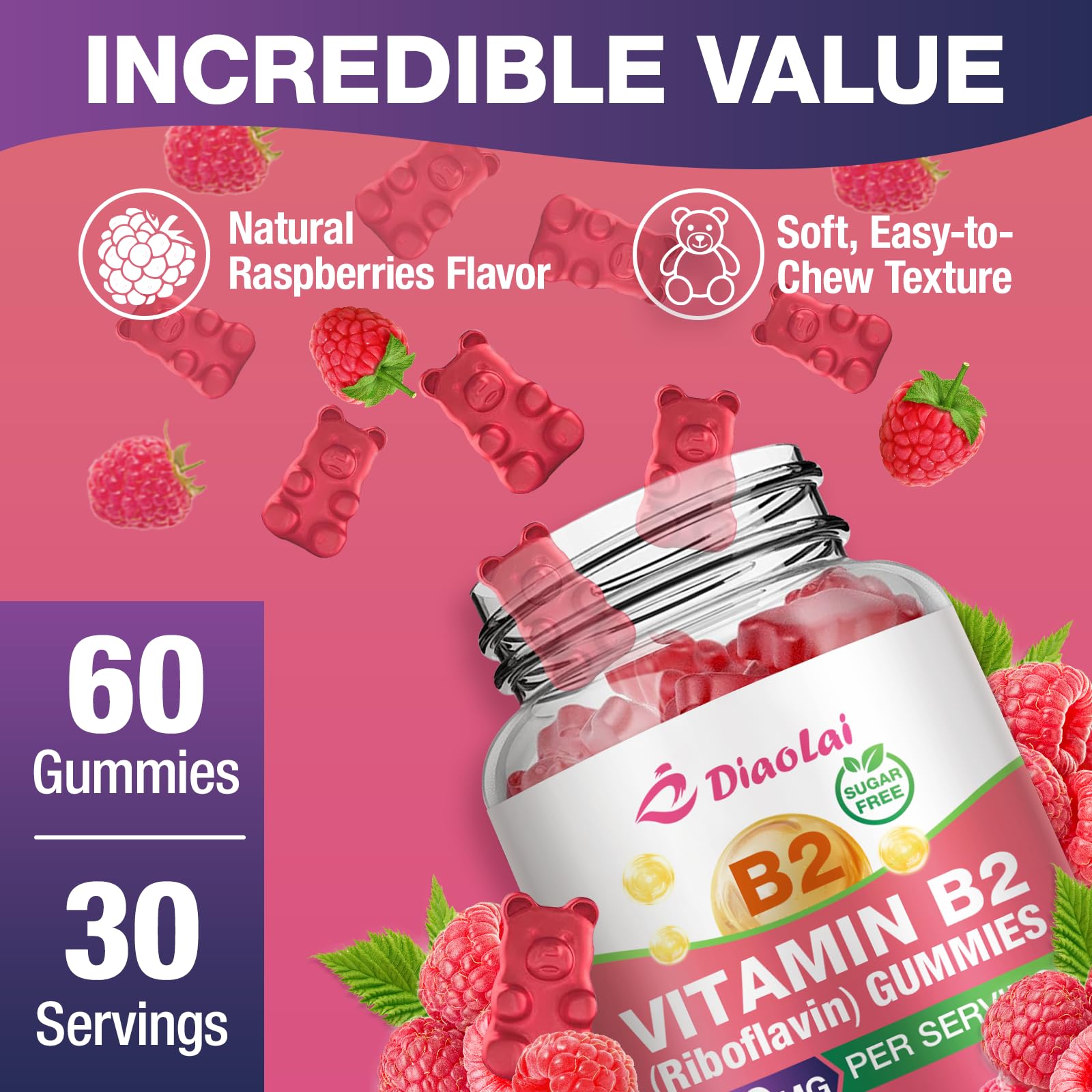 DIAOLAI Vitamin B2 gummies nutritional information