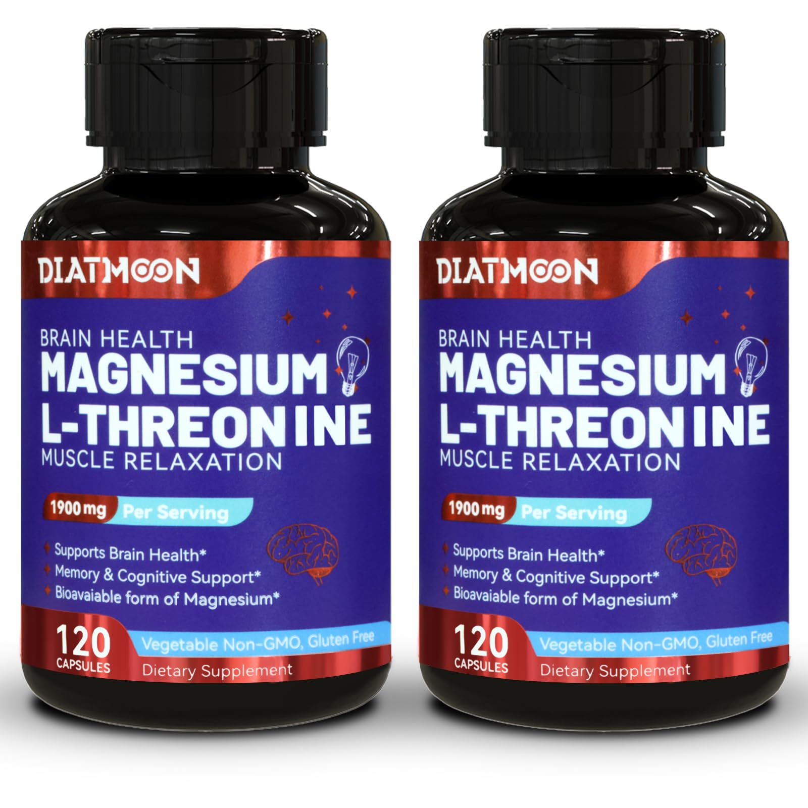 DIATMOON Magnesium L-Threonine Capsules bottle front view