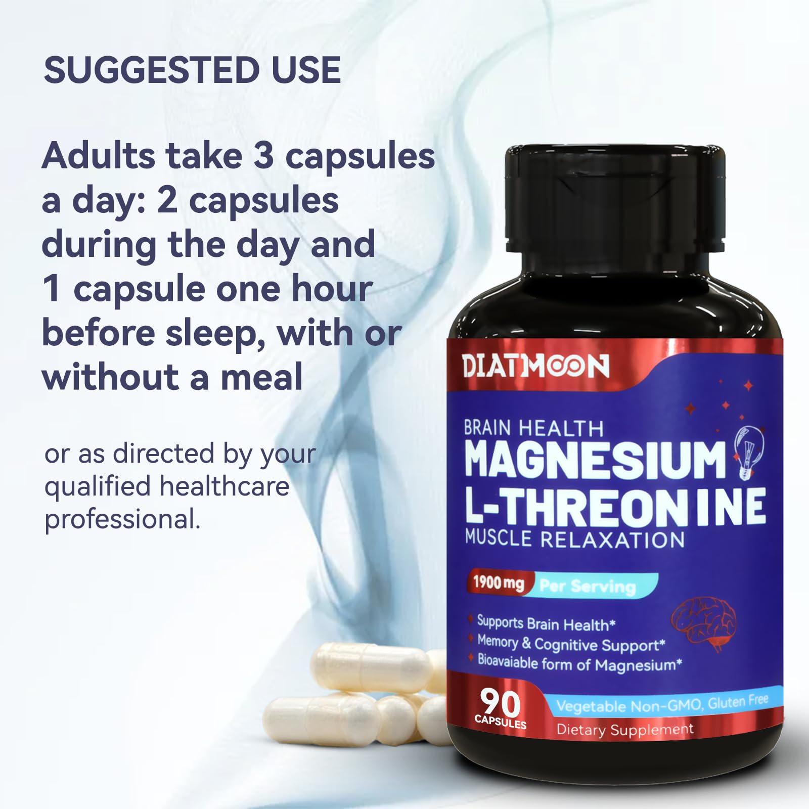 DIATMOON Magnesium L-Threonine Capsules with measuring spoon