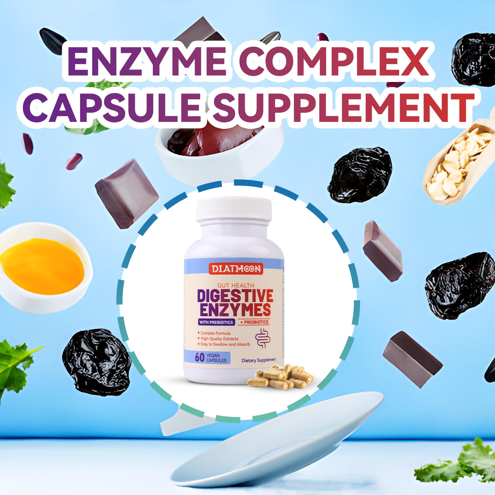 DIATMOON Multi-Enzyme Complex capsules in hand