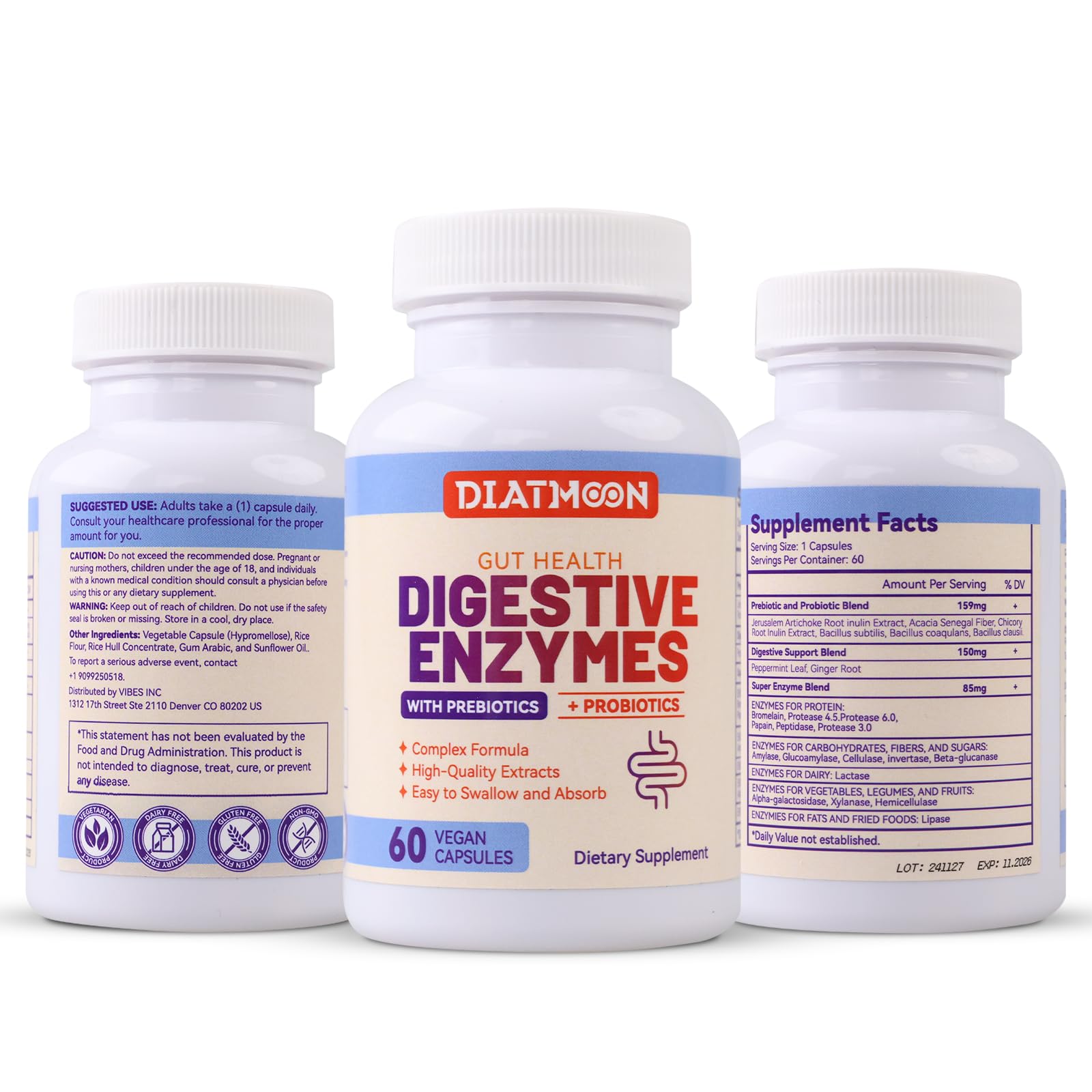 DIATMOON Multi-Enzyme Complex side view showing capsule details