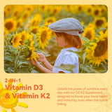 DIATMOON Vitamin D3 K2 softgels side view with dosage details