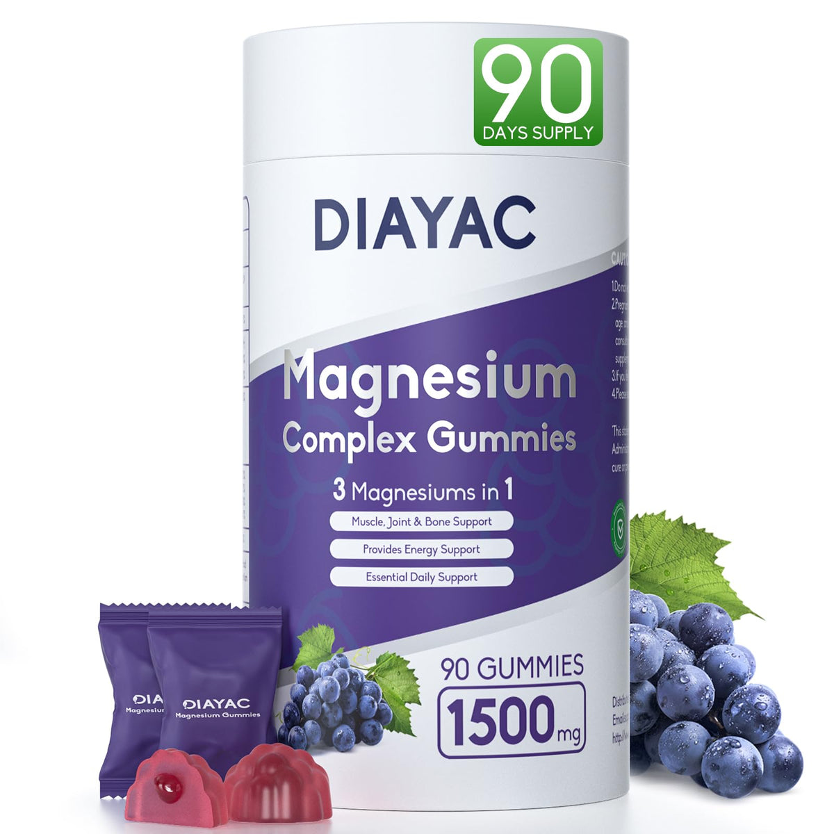 DIAYAC Magnesium Chewable Gummies 90 Count front view