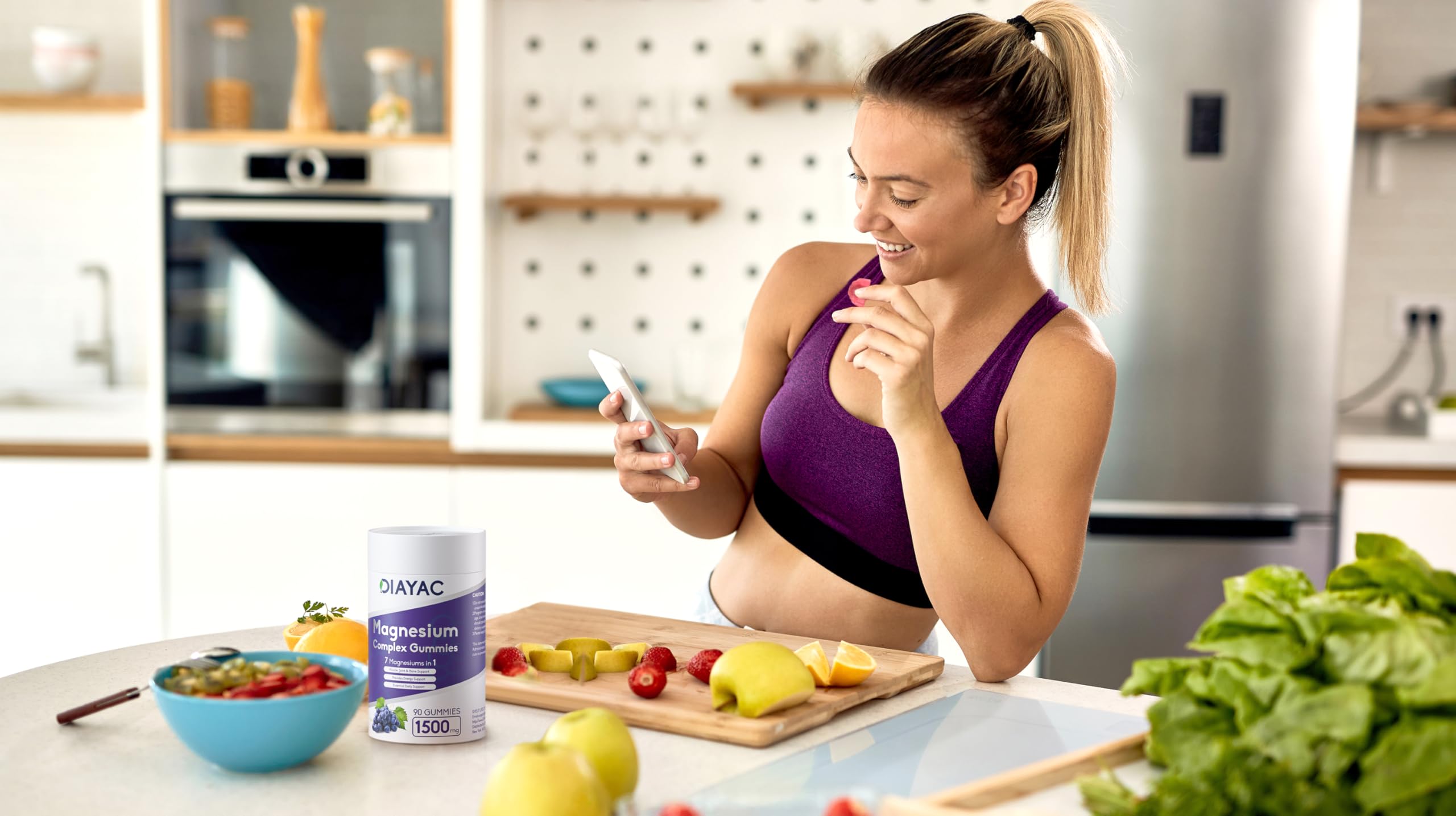 DIAYAC Magnesium Chewable Gummies in a suitcase