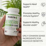 Dietetic Up Berberine HCL 1000mg supplement capsules in hand