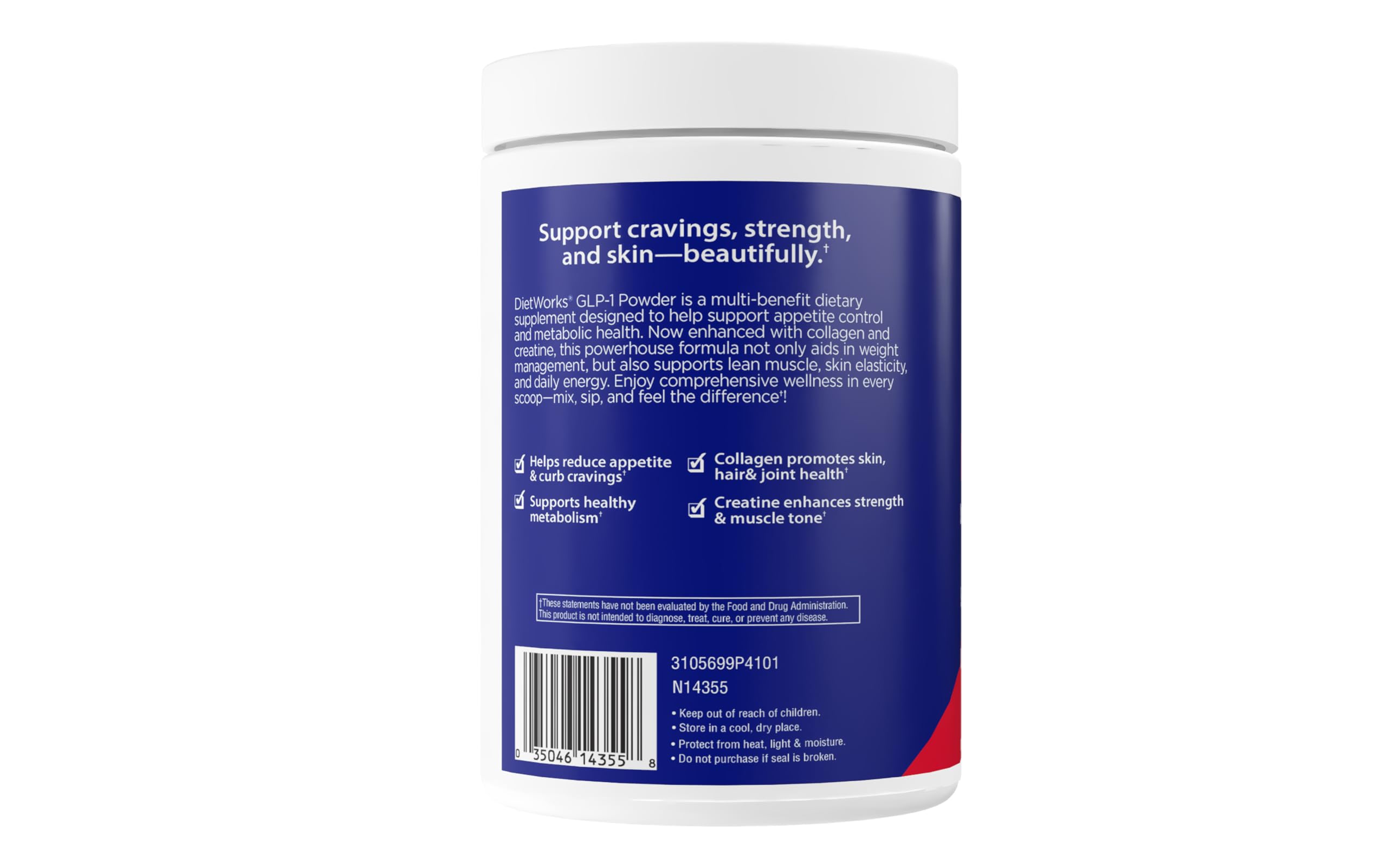 DietWorks support Dietary Fiber Supplement side view