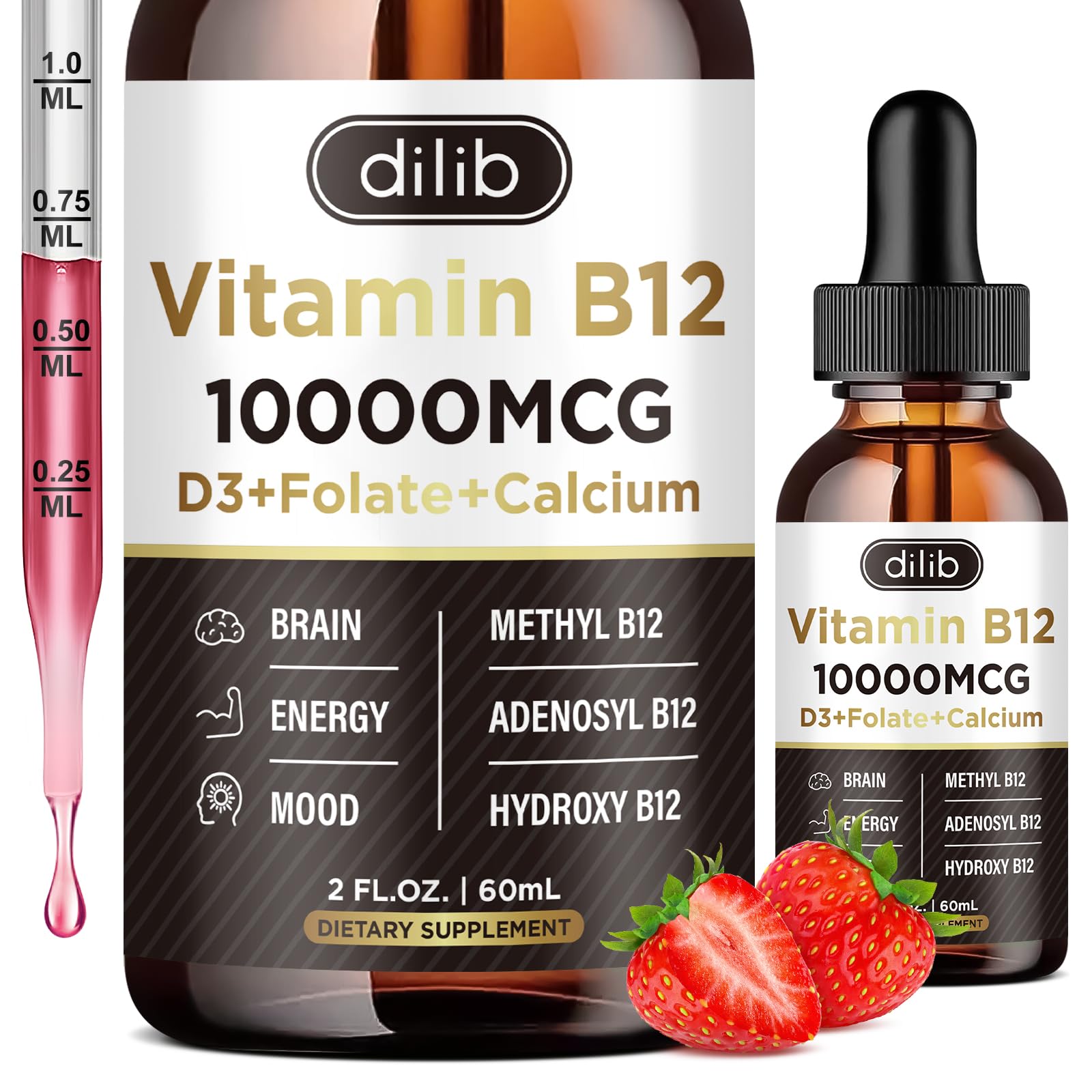 dilib B12 Liquid Drops 6000 mcg front view with packaging
