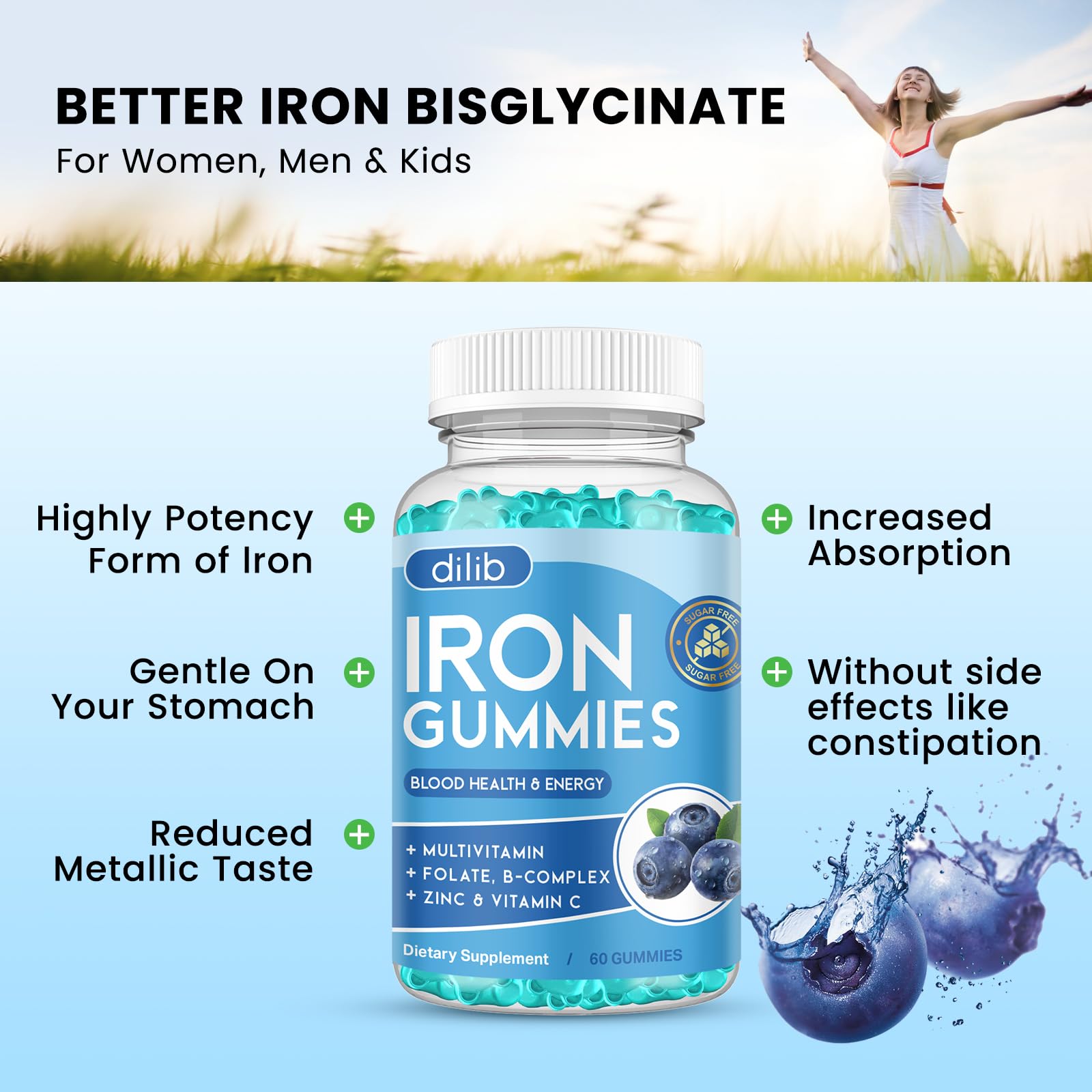 dilib Iron Supplement Gummies blue berry flavour gummies