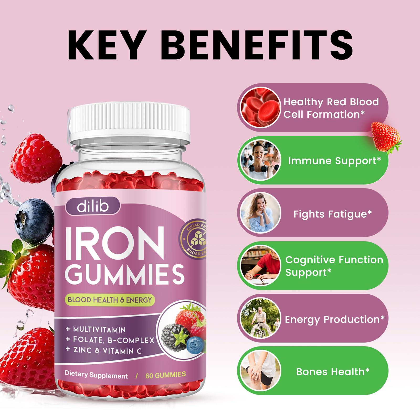 dilib Iron Supplement Gummies close-up of gummies