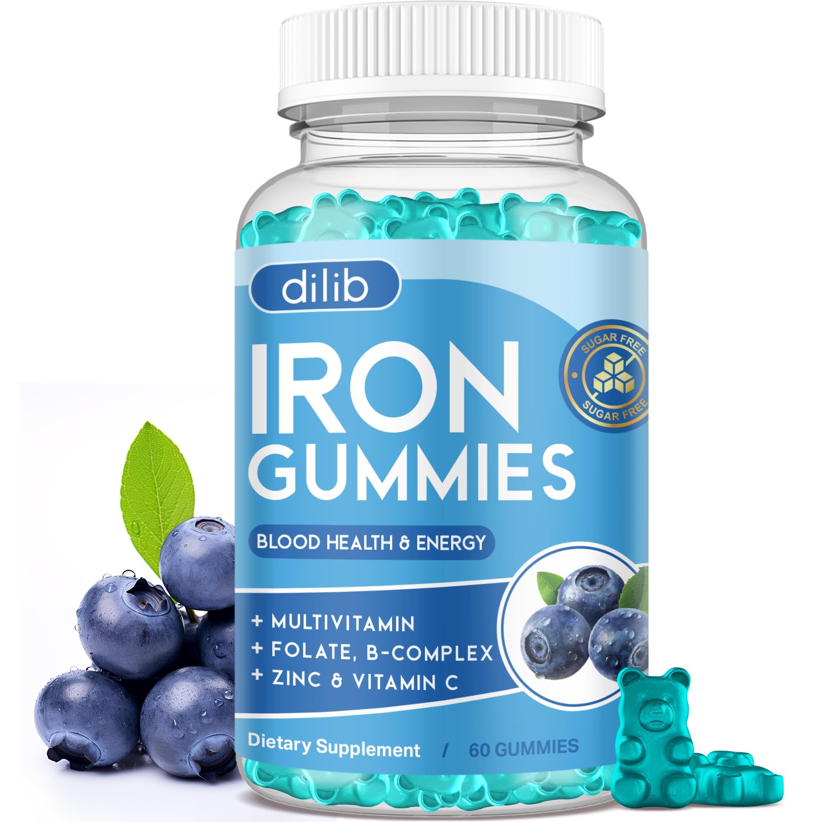 dilib Iron Supplement Gummies front view packaging
