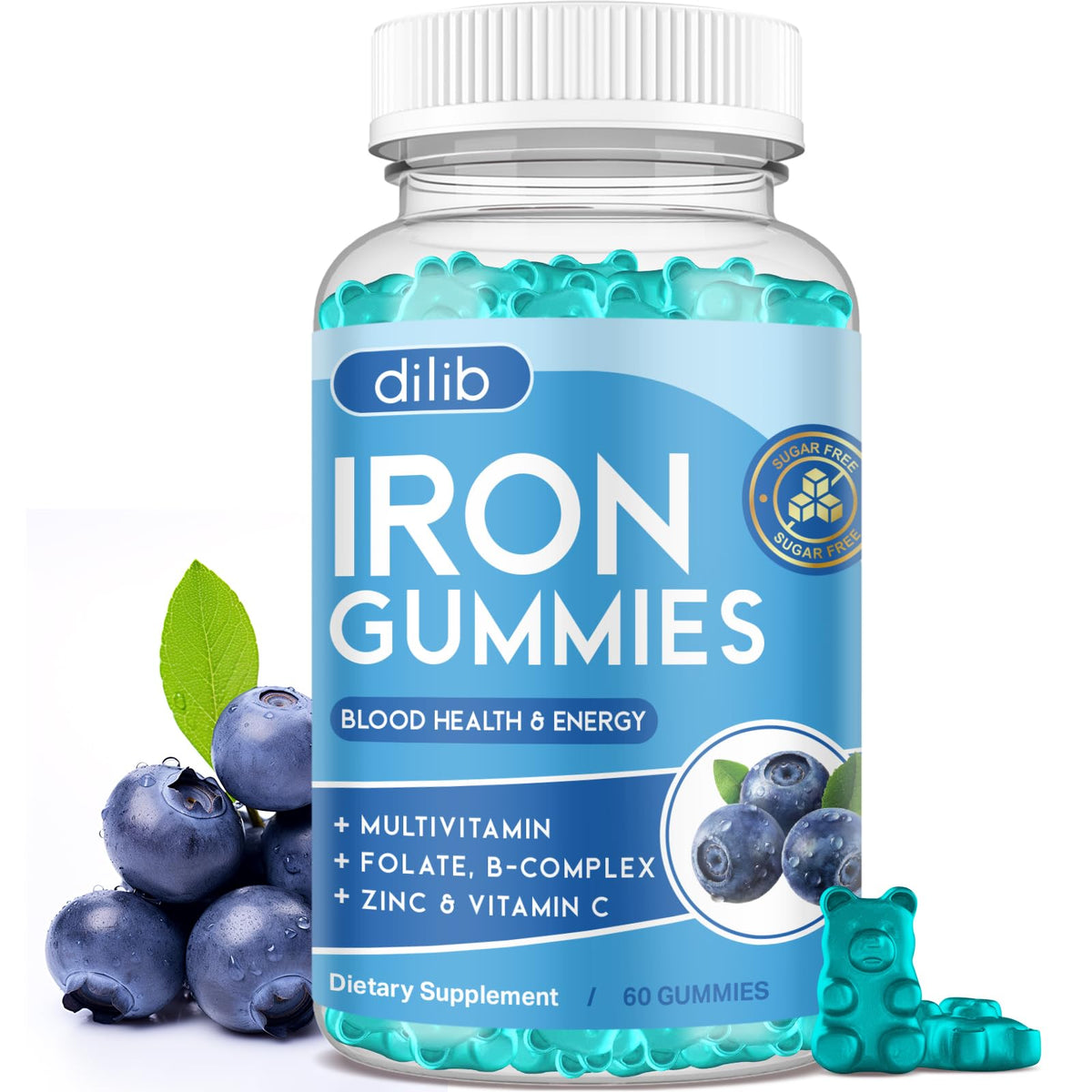 dilib Iron Supplement Gummies front view packaging