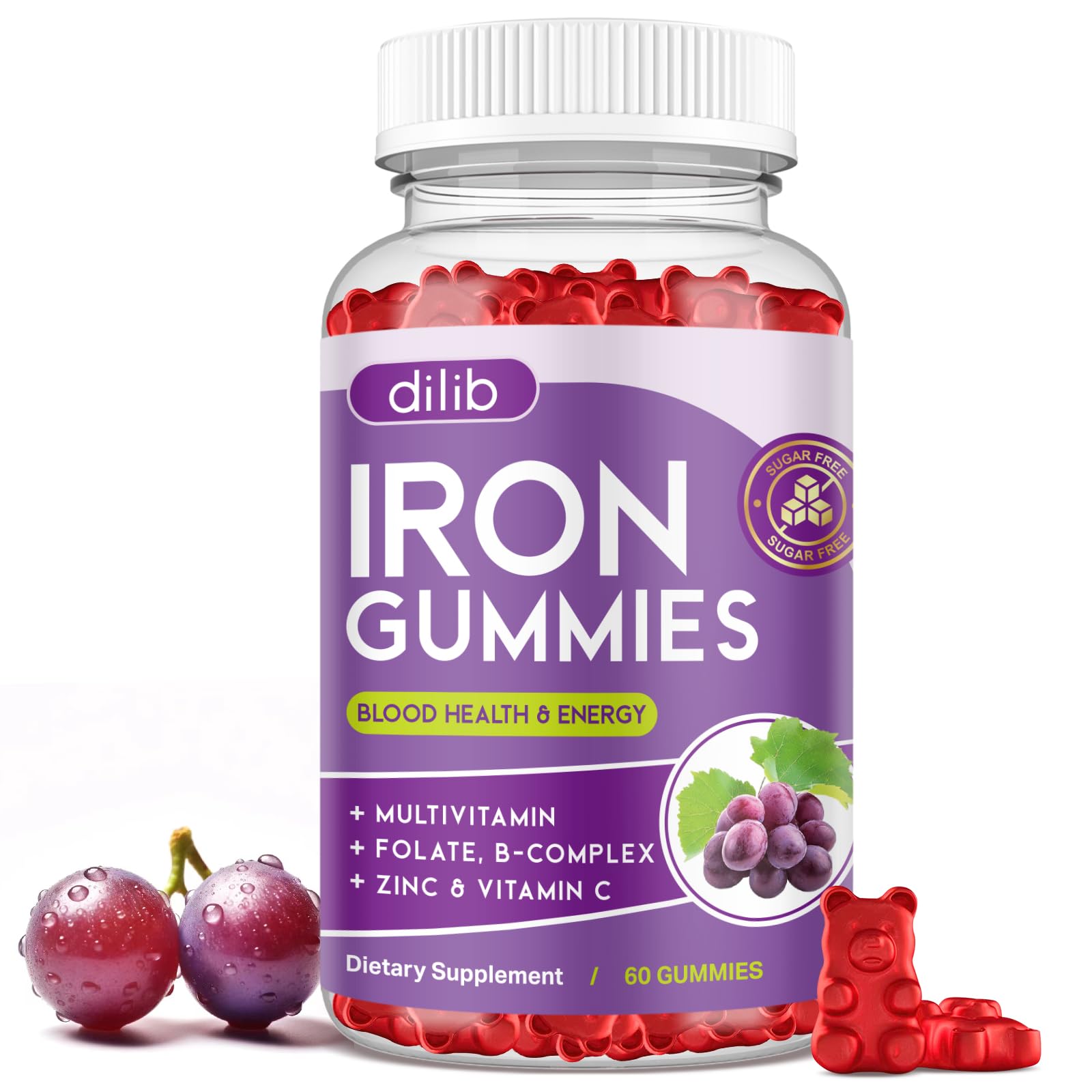 dilib Iron Supplement Gummies front view with packaging
