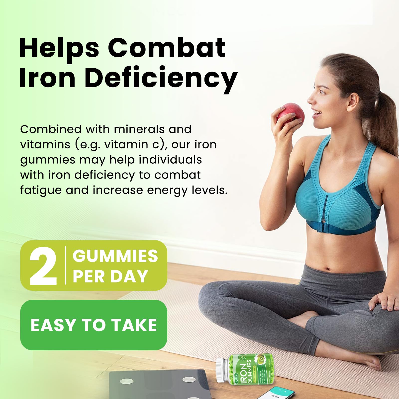 dilib Iron Supplement Gummies on a wooden table