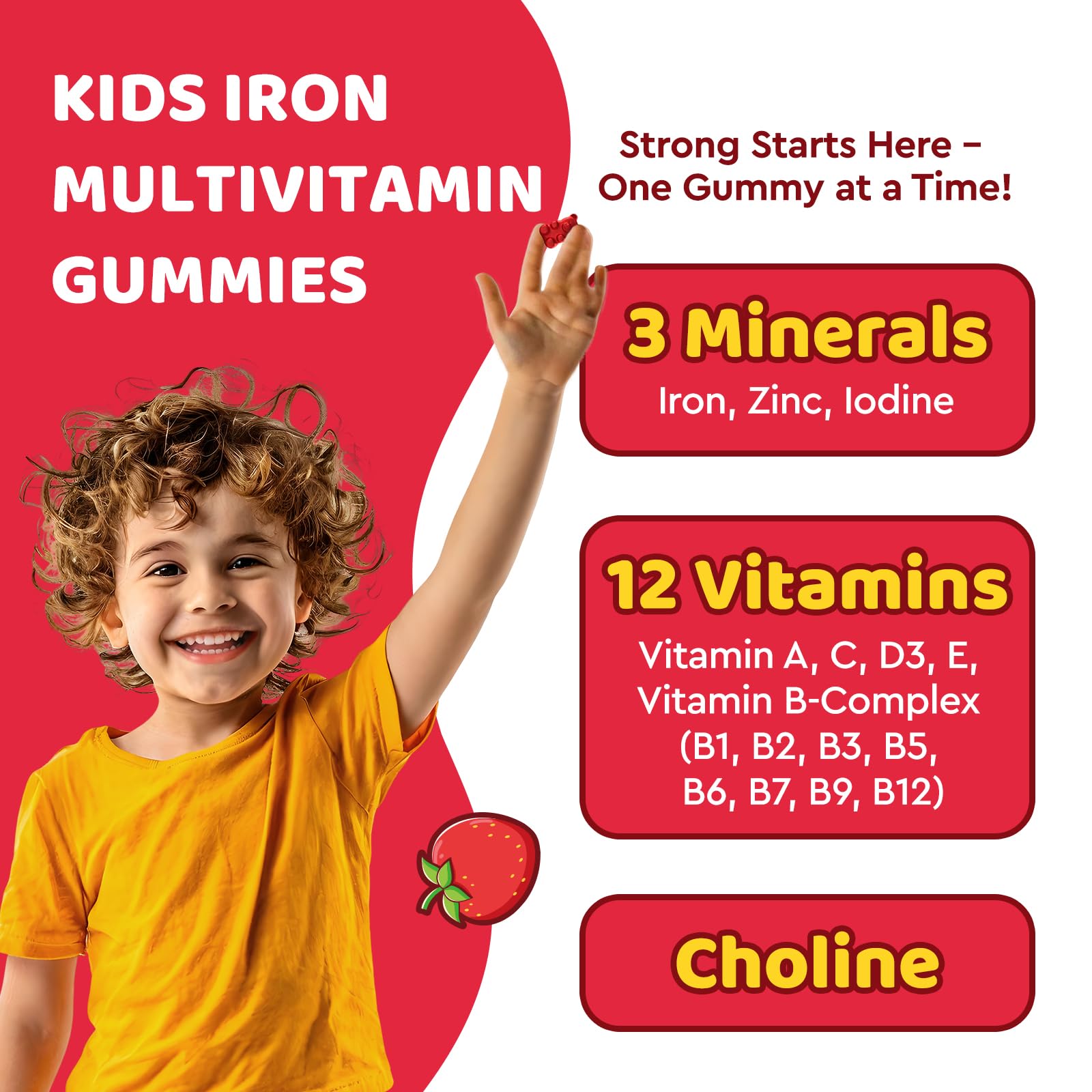 dilib Kids Iron Gummies 18mg strawberry flavour packaging