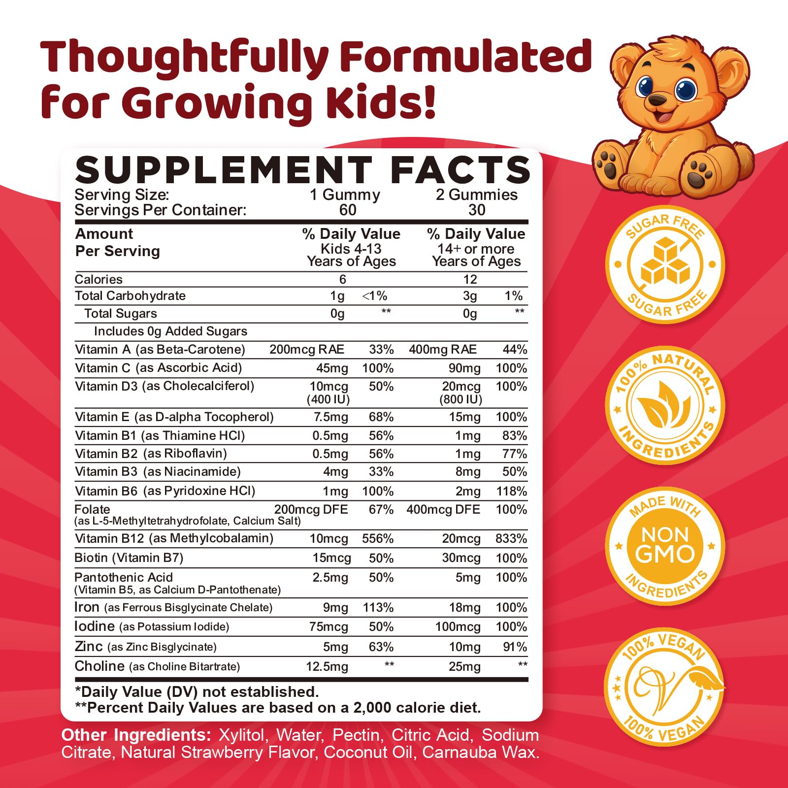 dilib Kids Iron Gummies 18mg strawberry flavour with vitamins