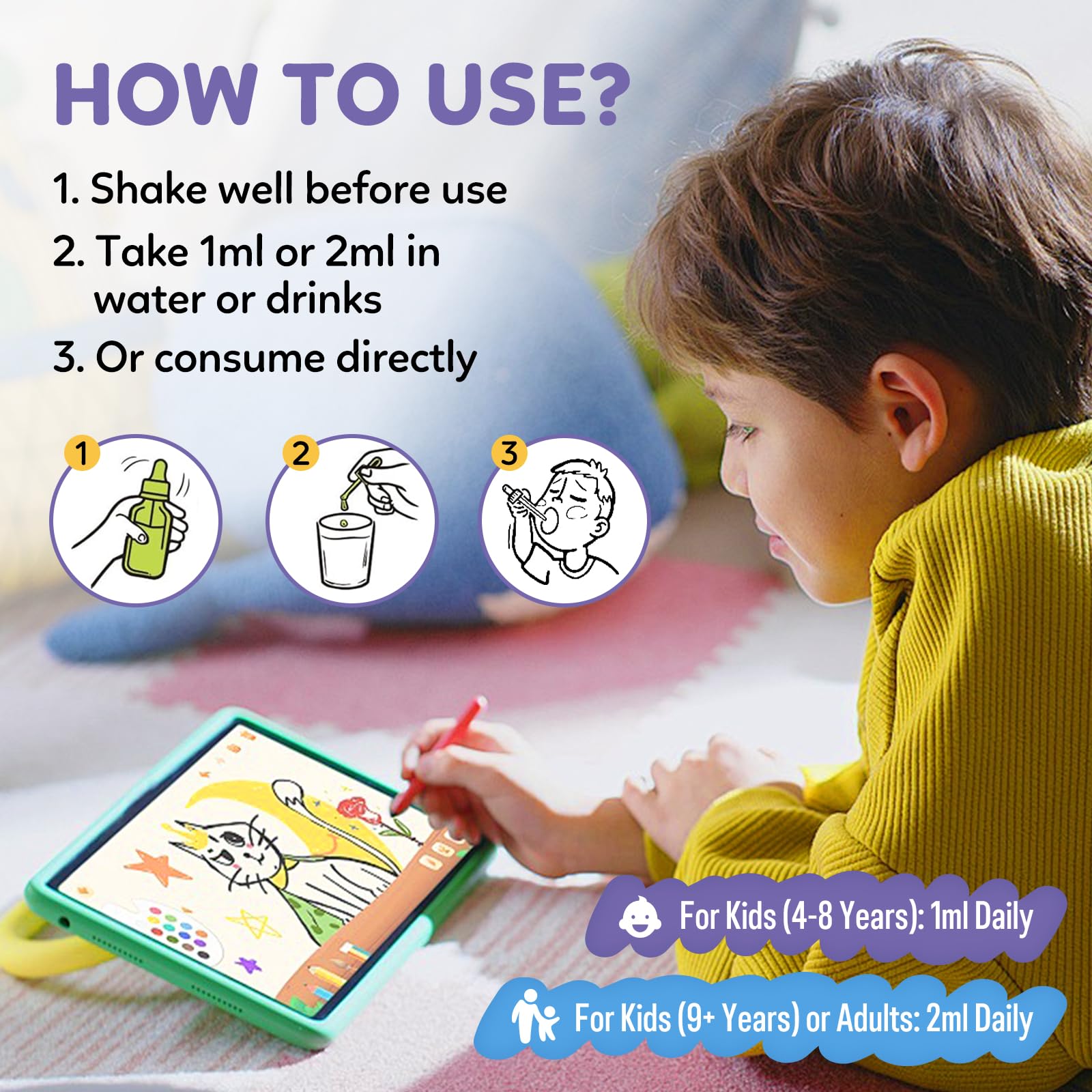 dilib Kids Magnesium Glycinate Liquid Supplement grape flavour