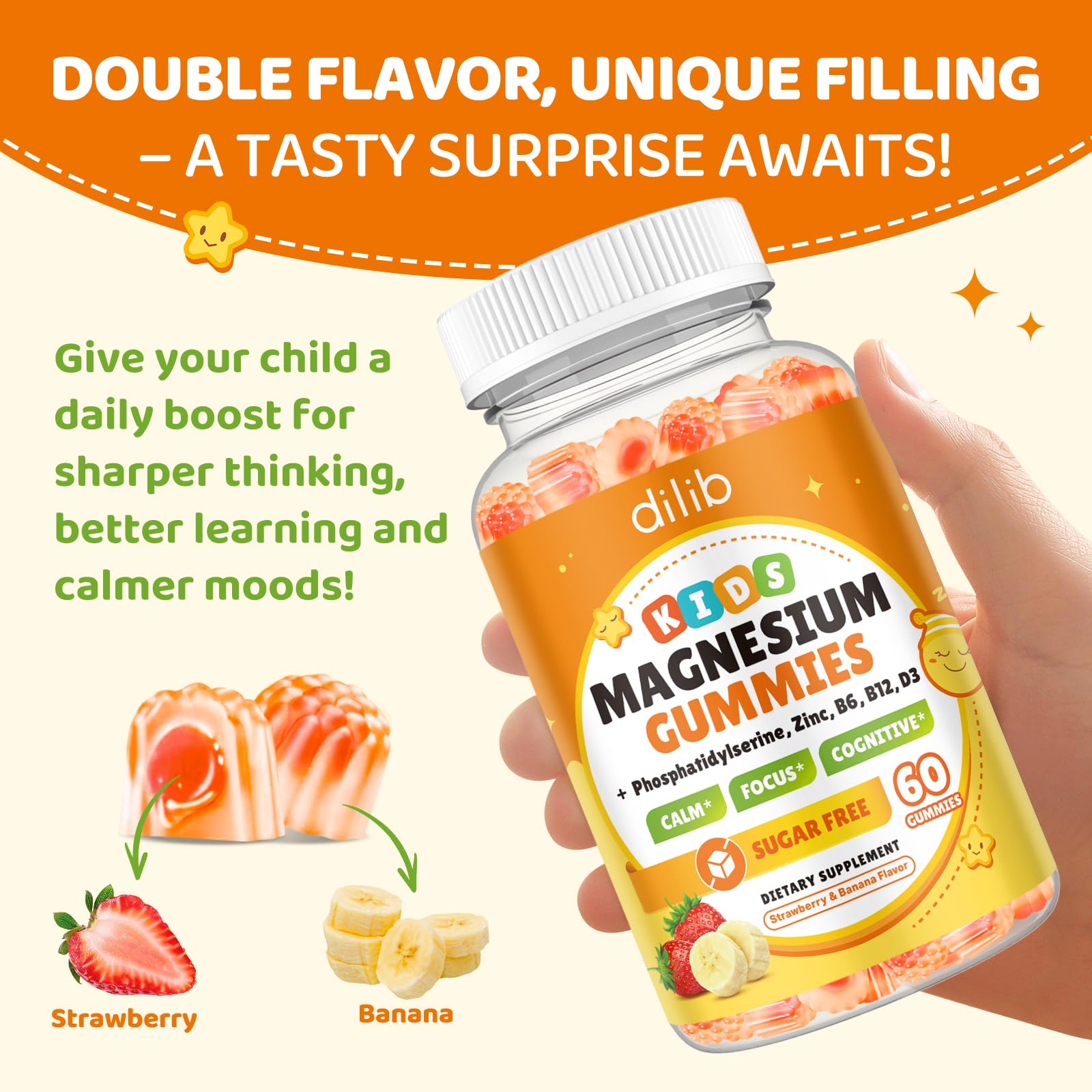 dilib Kids Magnesium Gummies 240g gummies being enjoyed by a child