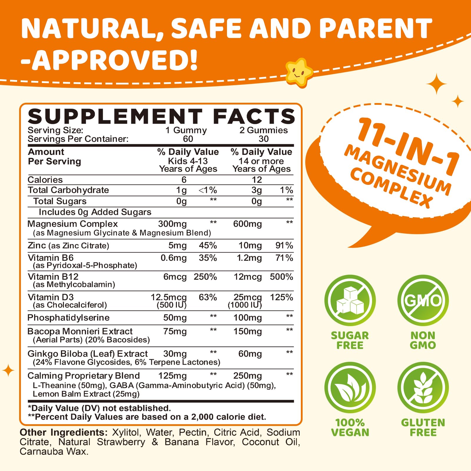 dilib Kids Magnesium Gummies 240g packaging side view