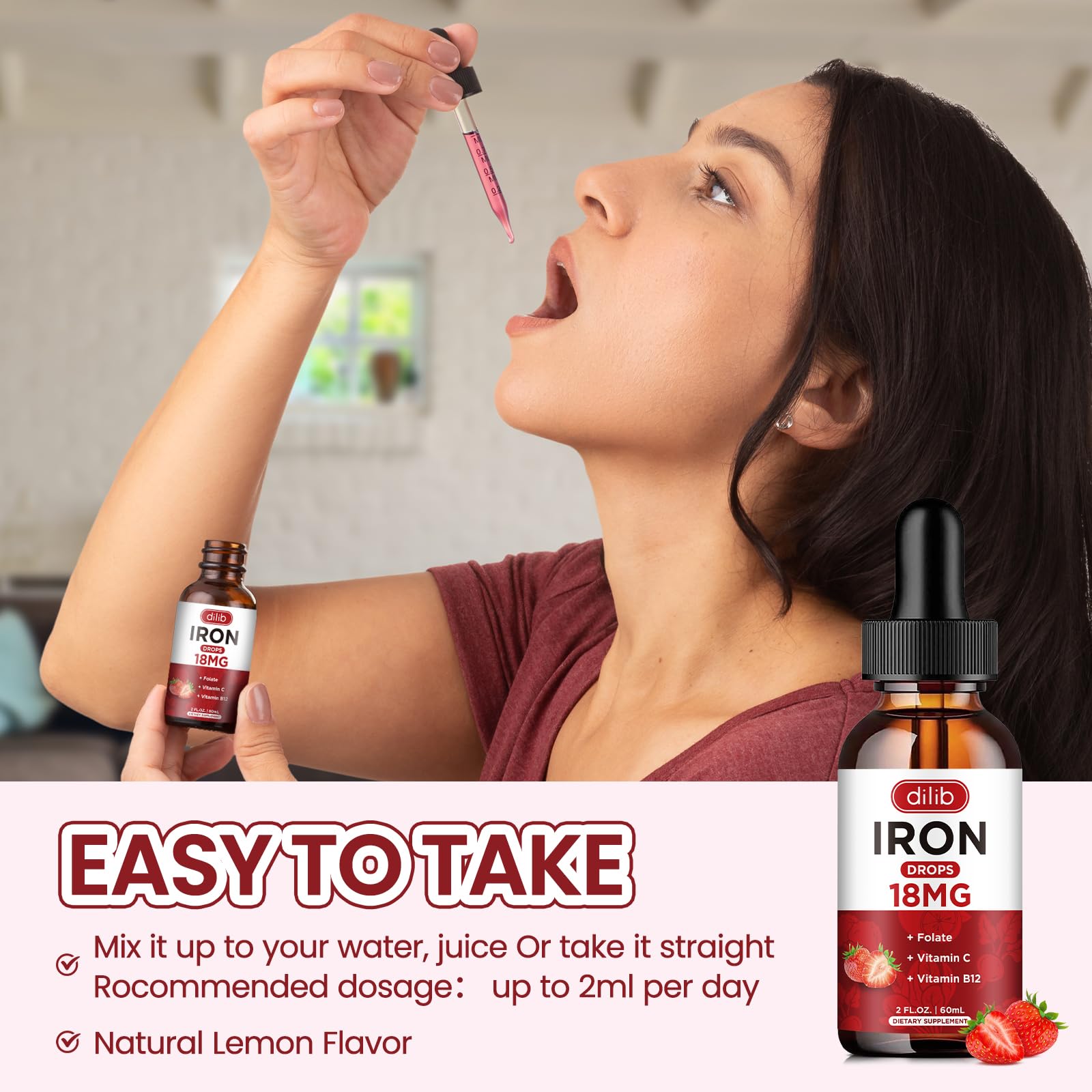 dilib Liquid Iron Supplement with a measuring spoon
