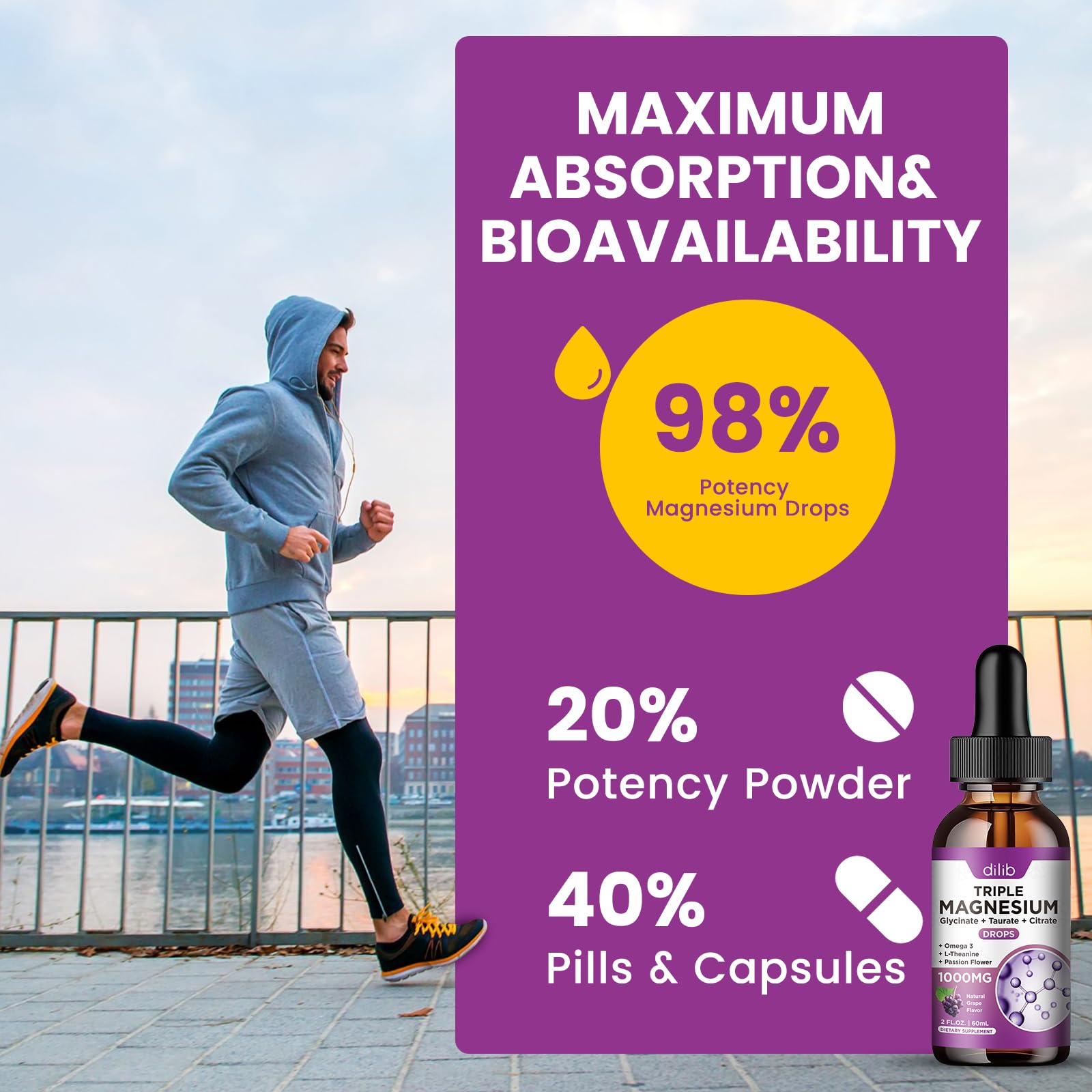 dilib Liquid Magnesium Supplement on a wooden table