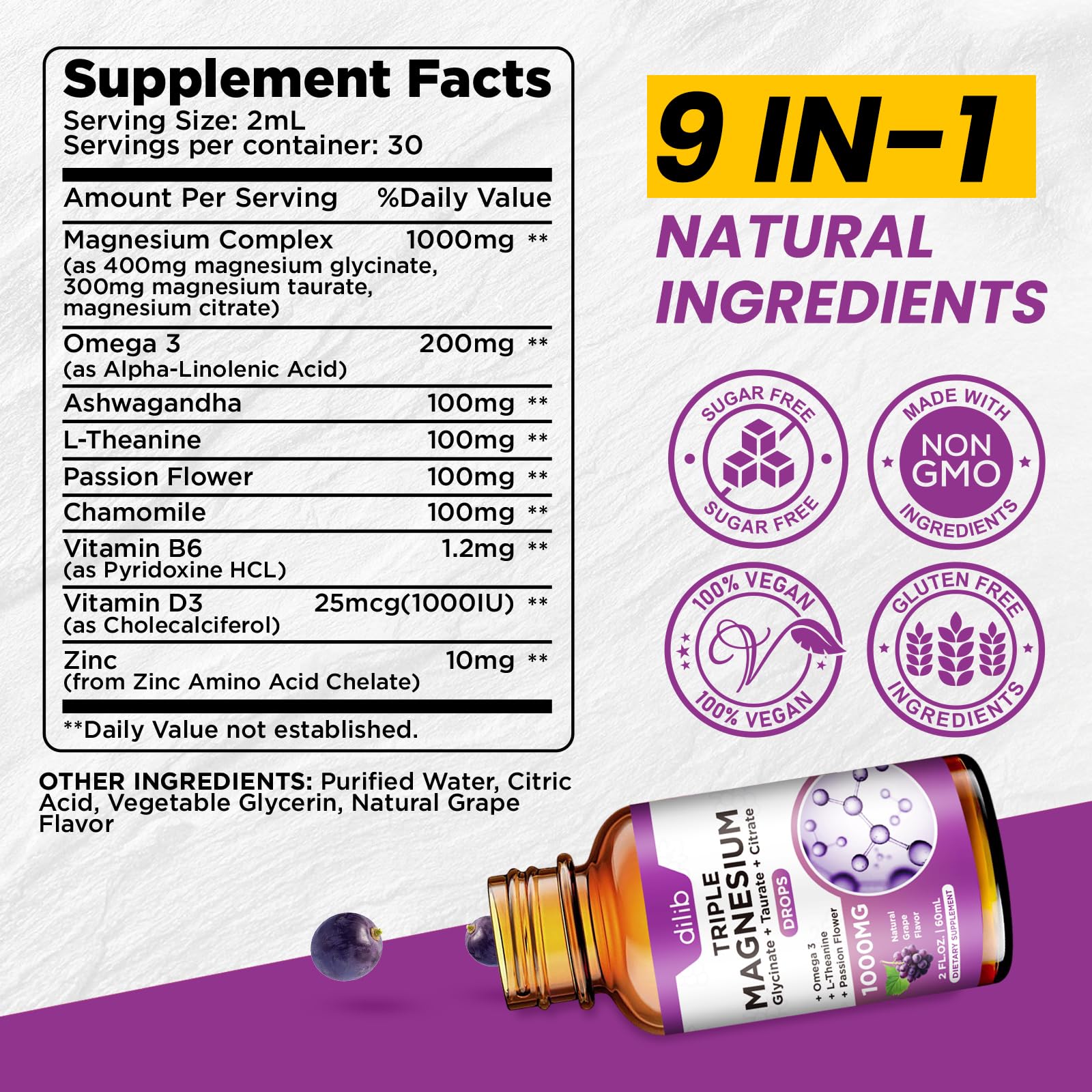 dilib Liquid Magnesium Supplement packaging details