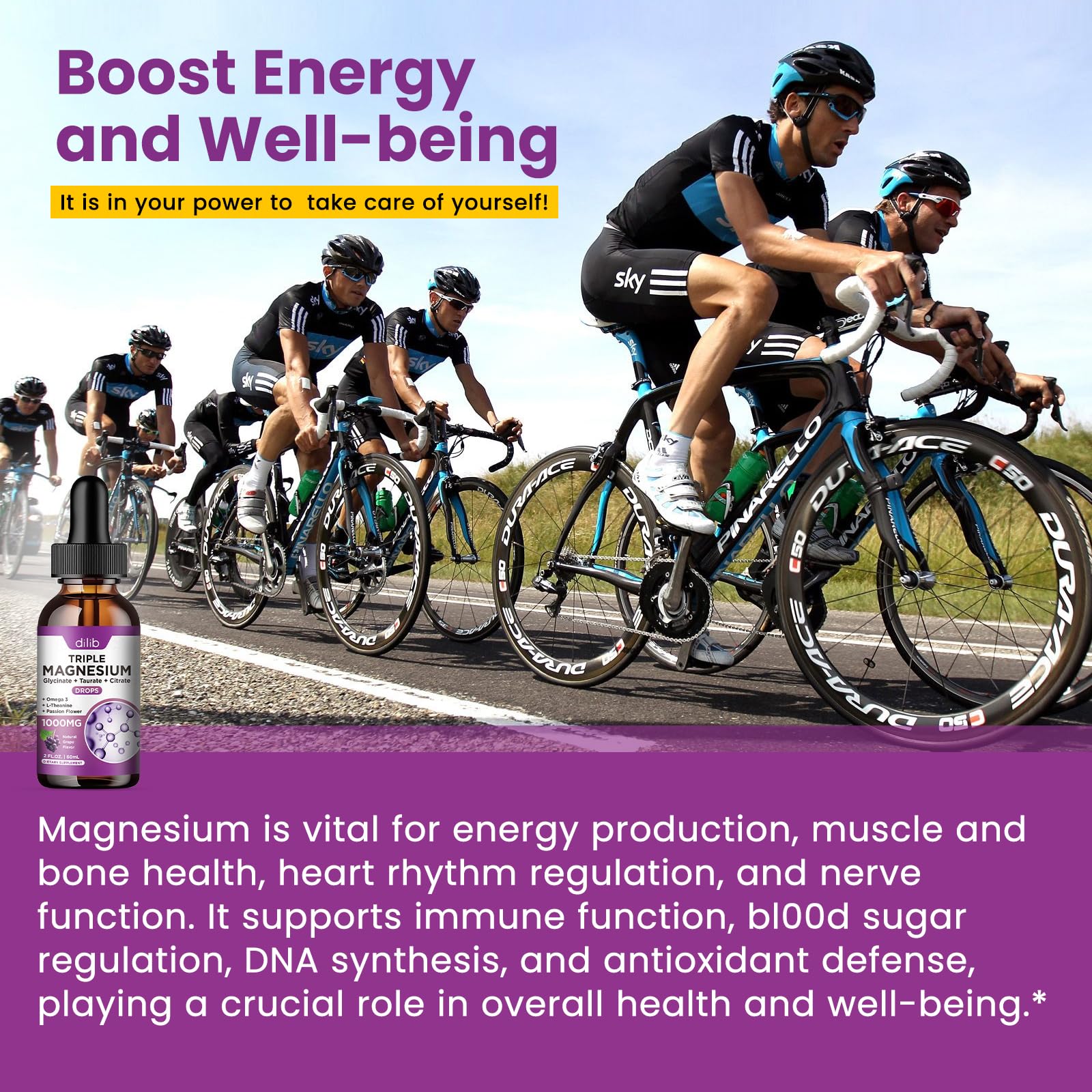 dilib Liquid Magnesium Supplement with a spoon for easy serving