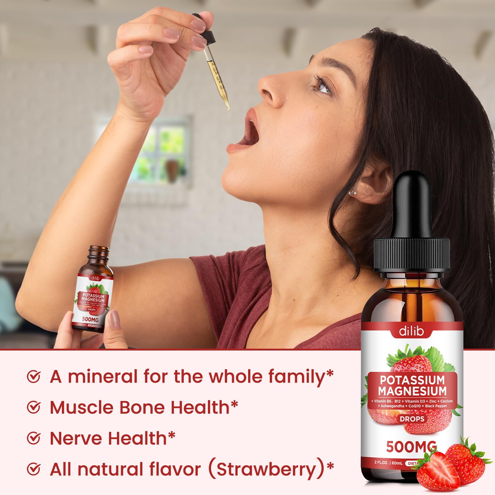 dilib Liquid Potassium Magnesium Drops with measuring cup