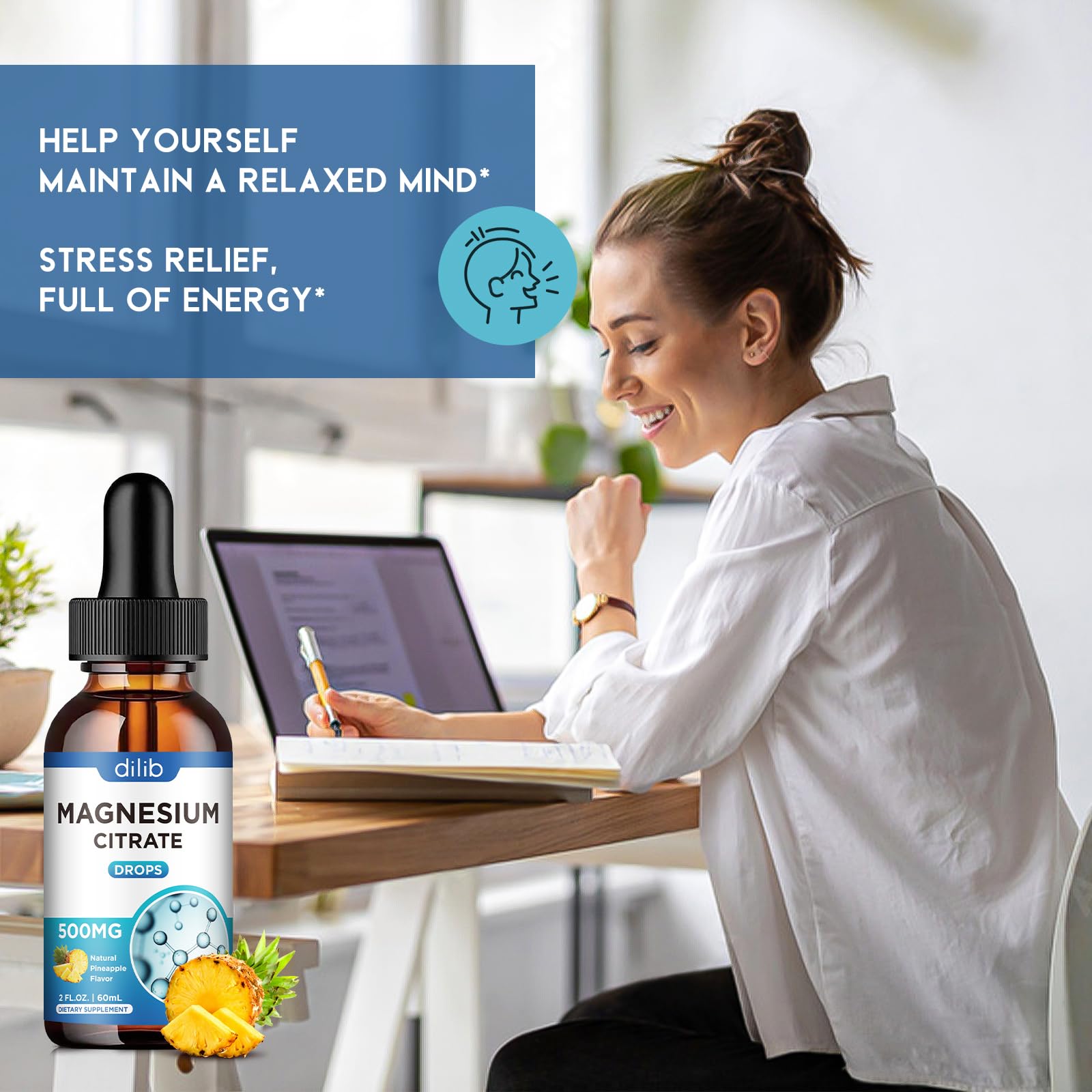 dilib Magnesium Citrate Liquid Drops 500mg packaging with nutrition facts