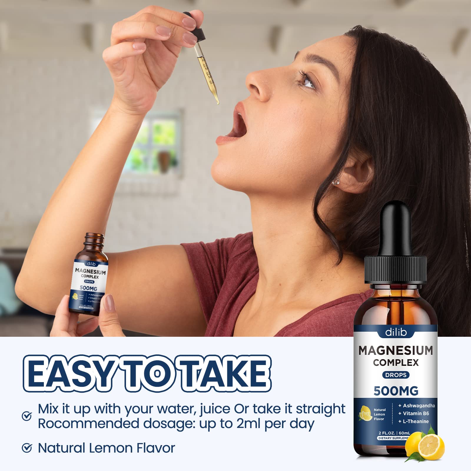 dilib Magnesium Drops 500mg close-up of dropper