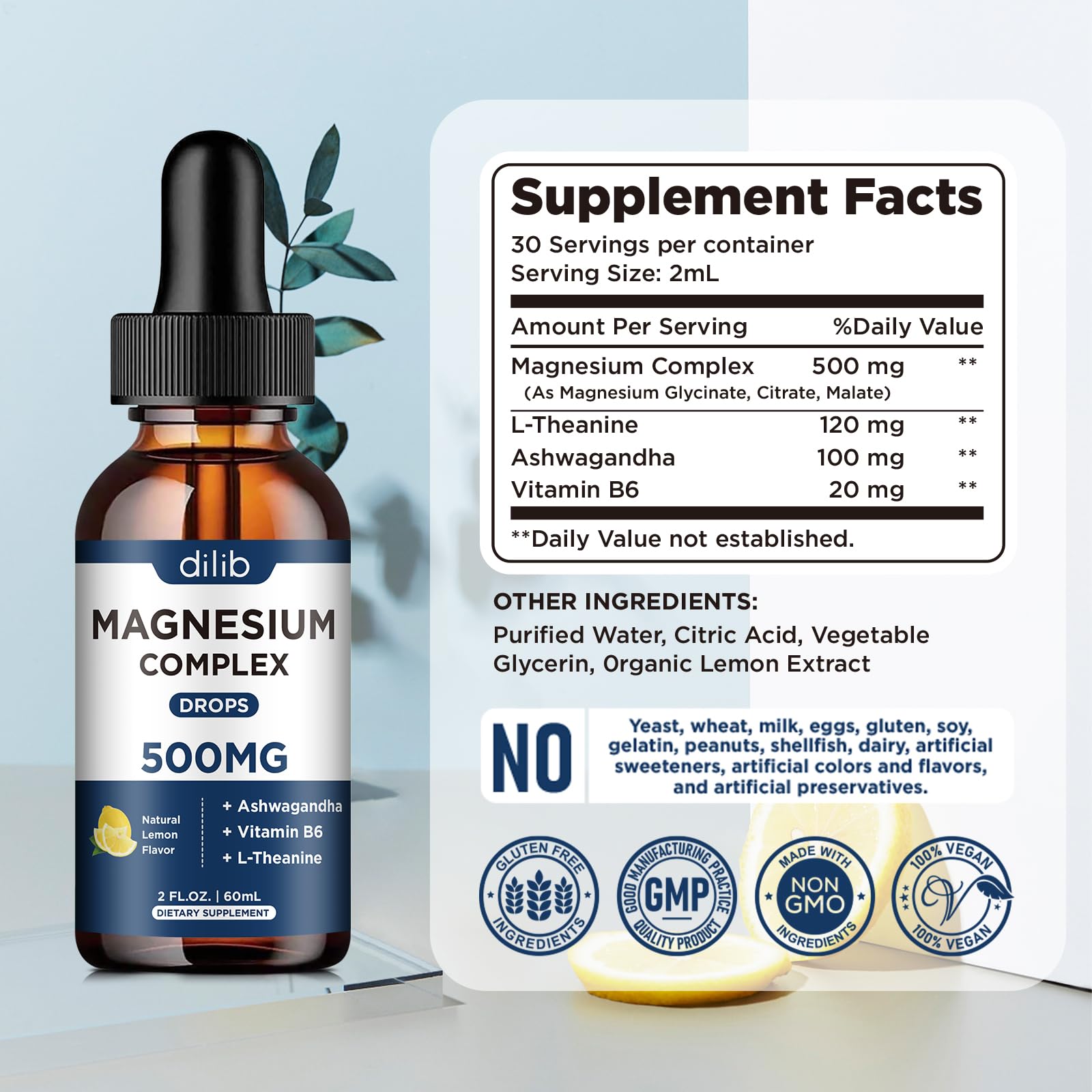 dilib Magnesium Drops 500mg with measuring spoon